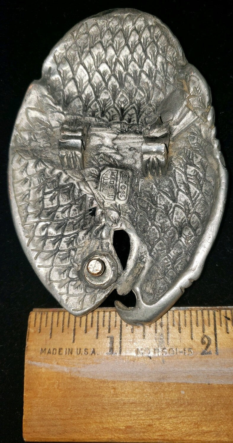 Eagle Belt Buckle EJC 1995 Vintage Pewter Made in USA America Size 3.5" x 2.5"
