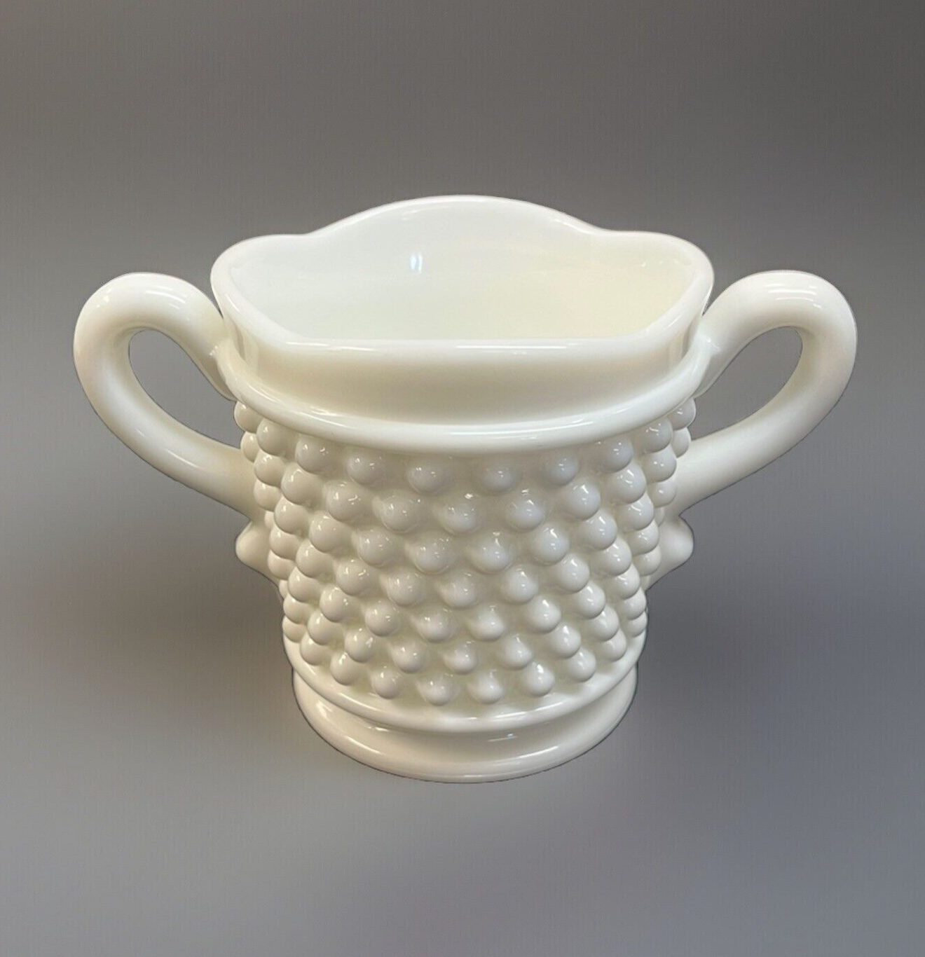 Vintage 1950s Westmoreland Hobnail Milk Glass Open Sugar Bowl 3.5"