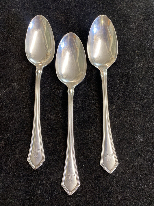 R. Wallace & Sons Set of 3 Putnam 5 1/2" Spoons Monogrammed "W" 44.9g