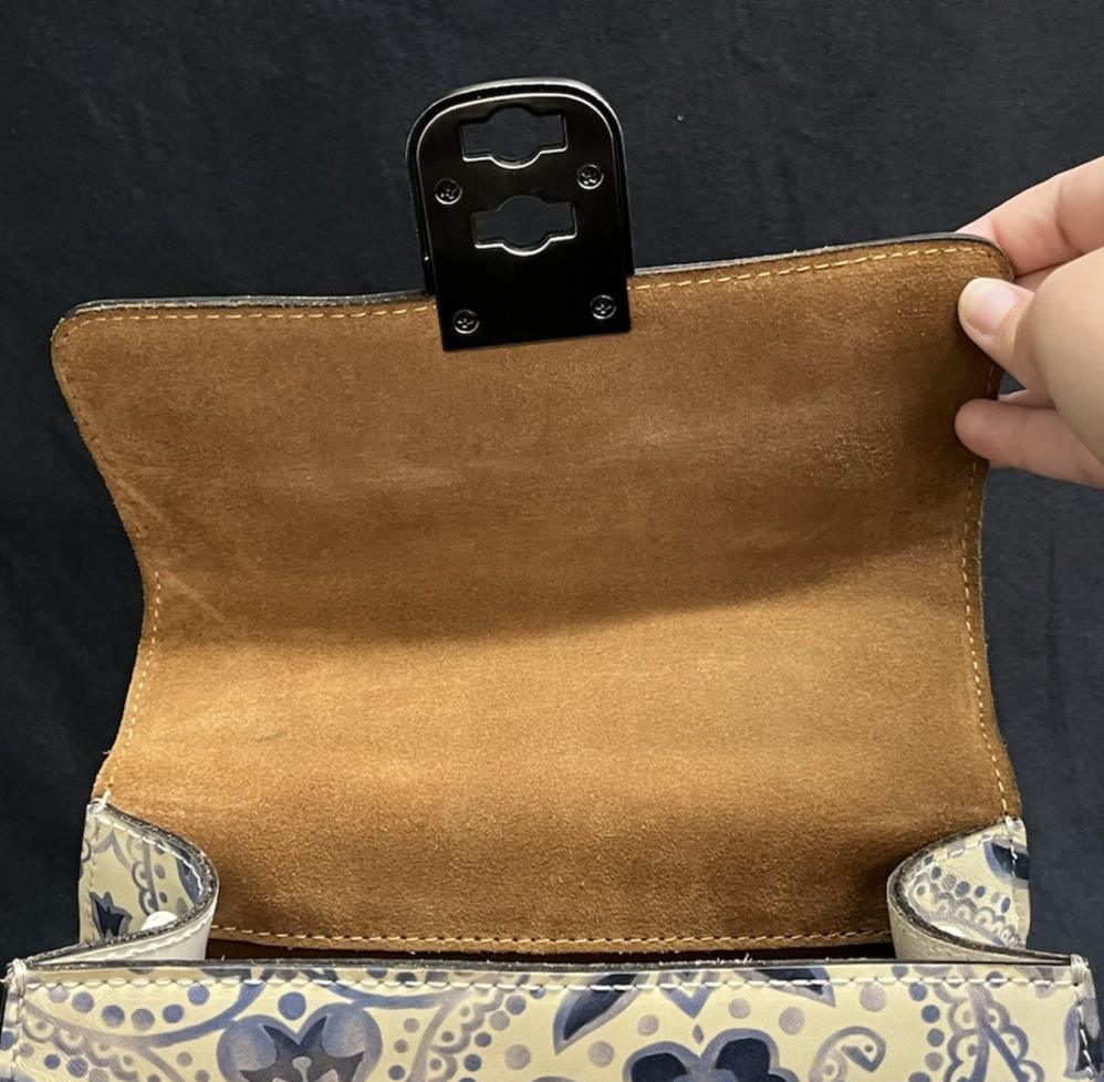 Patricia Nash Chauny Leather Crossbody Satchel Italian Folklore w/ Strap/Wallet