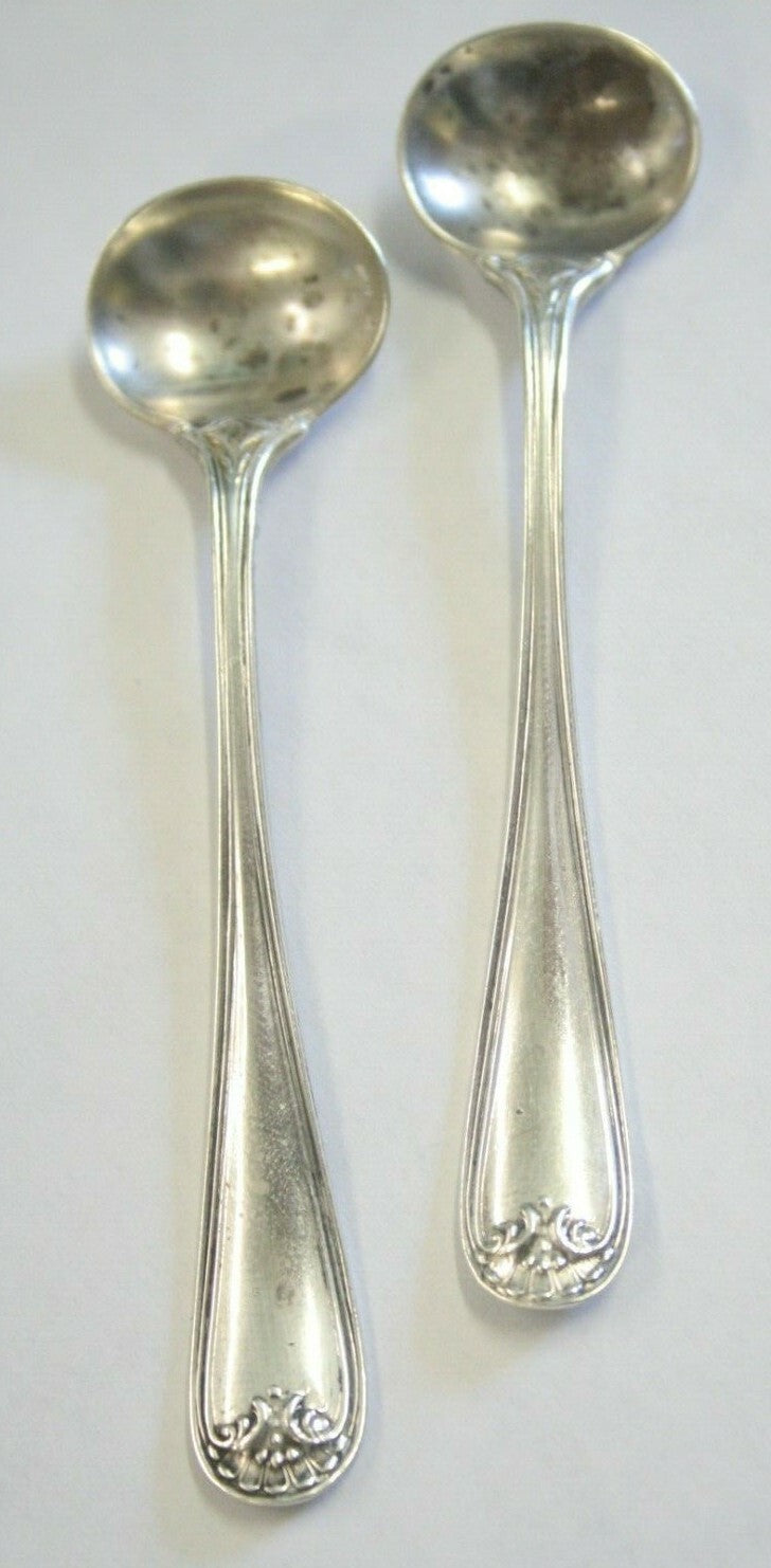 Pair Watson Sterling Silver Salt Spoons 3" Bunker Hill pattern NM Master Salt