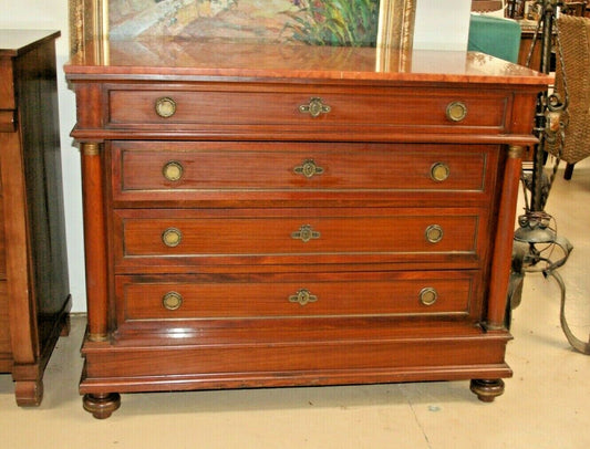 Antique French Chest of Drawers Commode Regency Cabinet Walnut Sideboard Marble