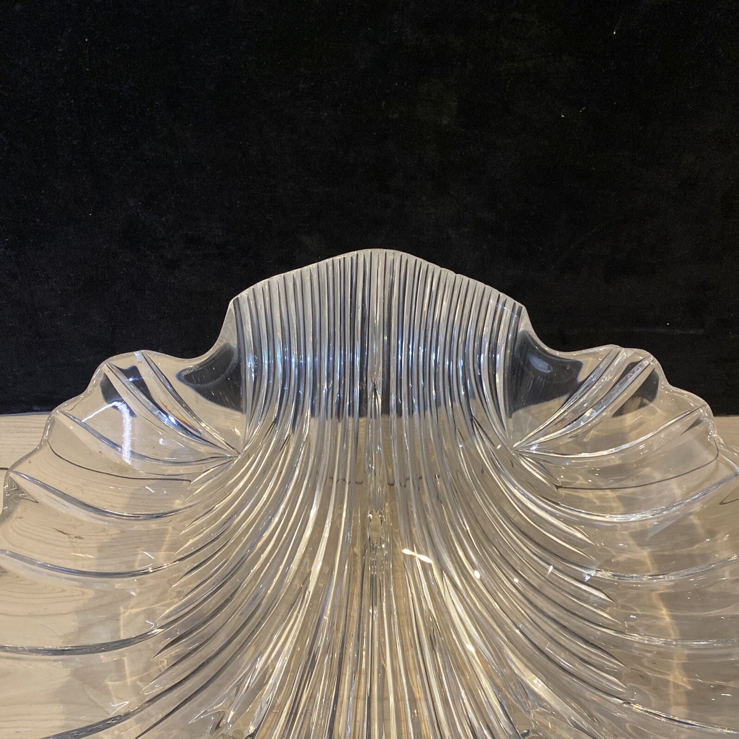 13 3/4" CJR Riedel Scallop Shell Shaped Clear Serving Display Bowl
