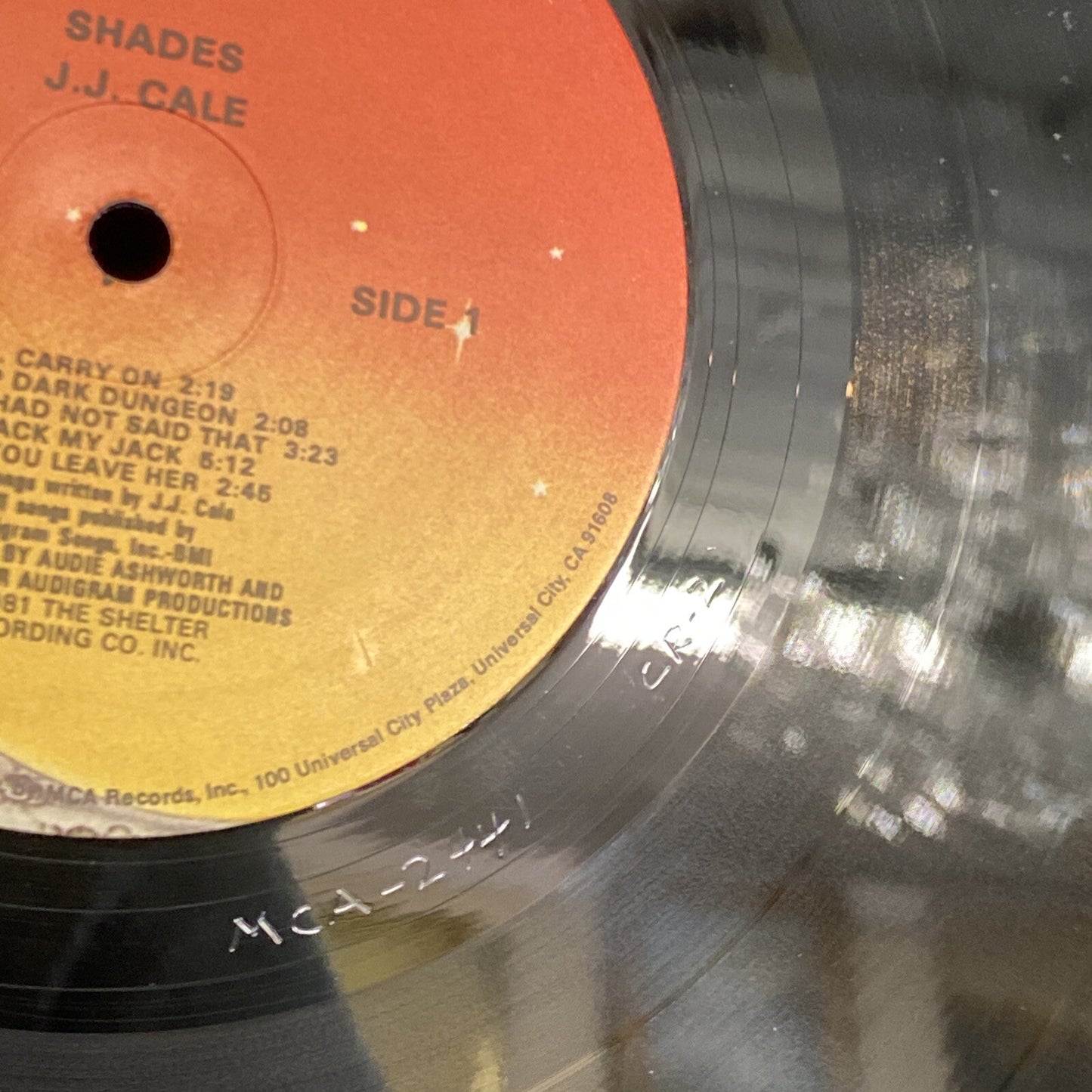 STAMPED PROMO FIRST PRESS 1979/1981 release J.J. CALE Shades SHELTER MCA-5158