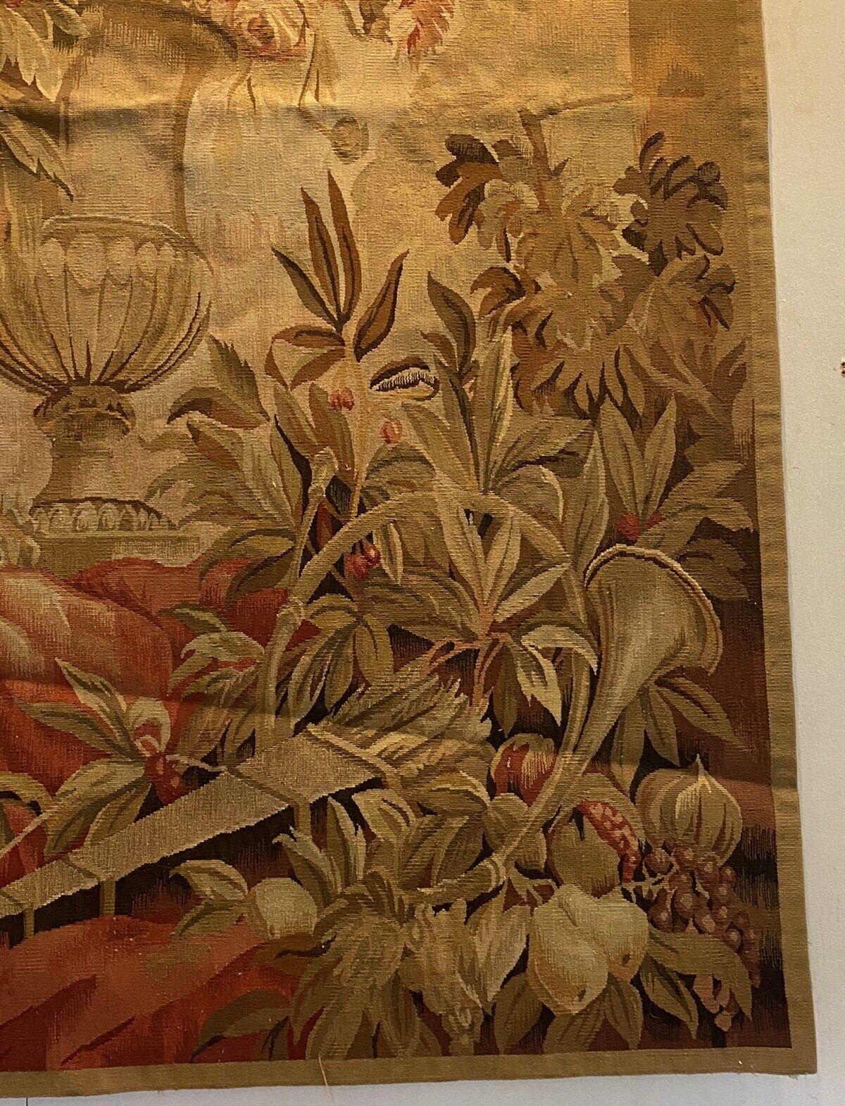 Large Oriental Aubusson Design Floral Tapestry 74x74"