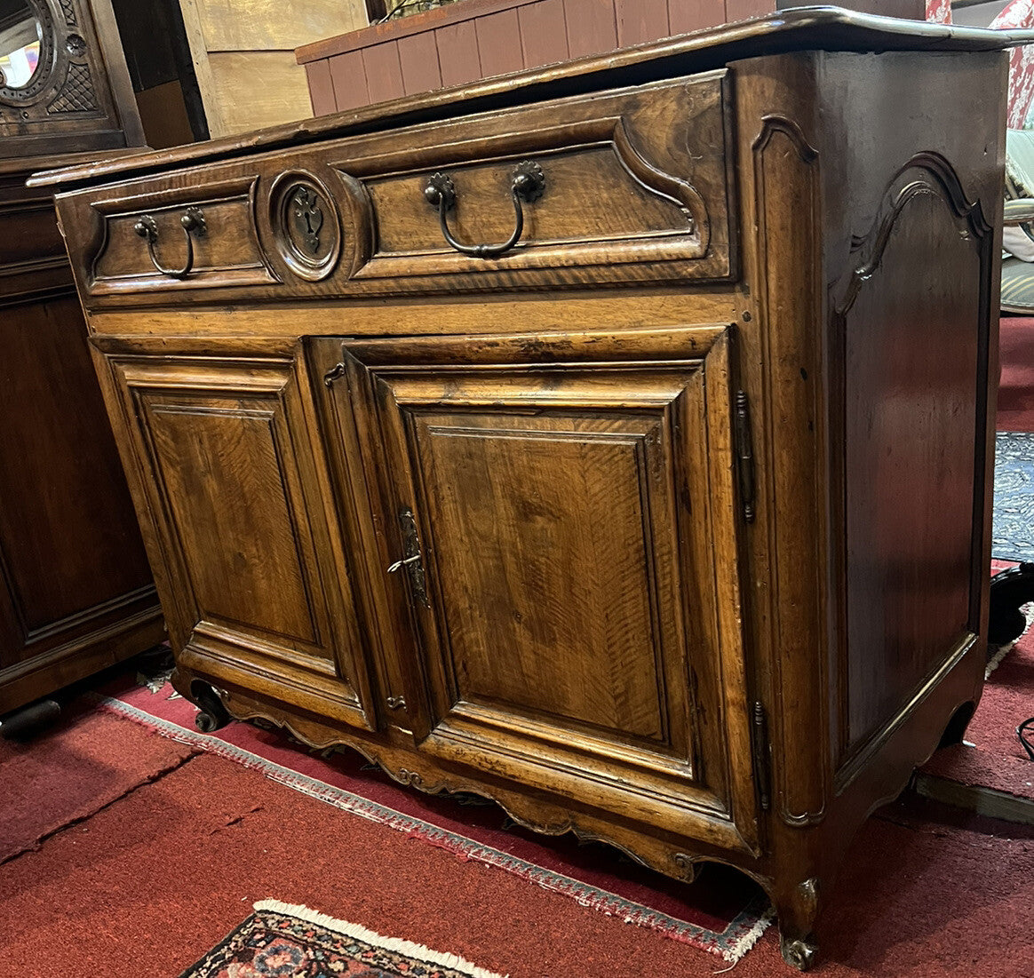 Antique French Oak Provincial Louis XV Chest Buffet Server Commode Sideboard