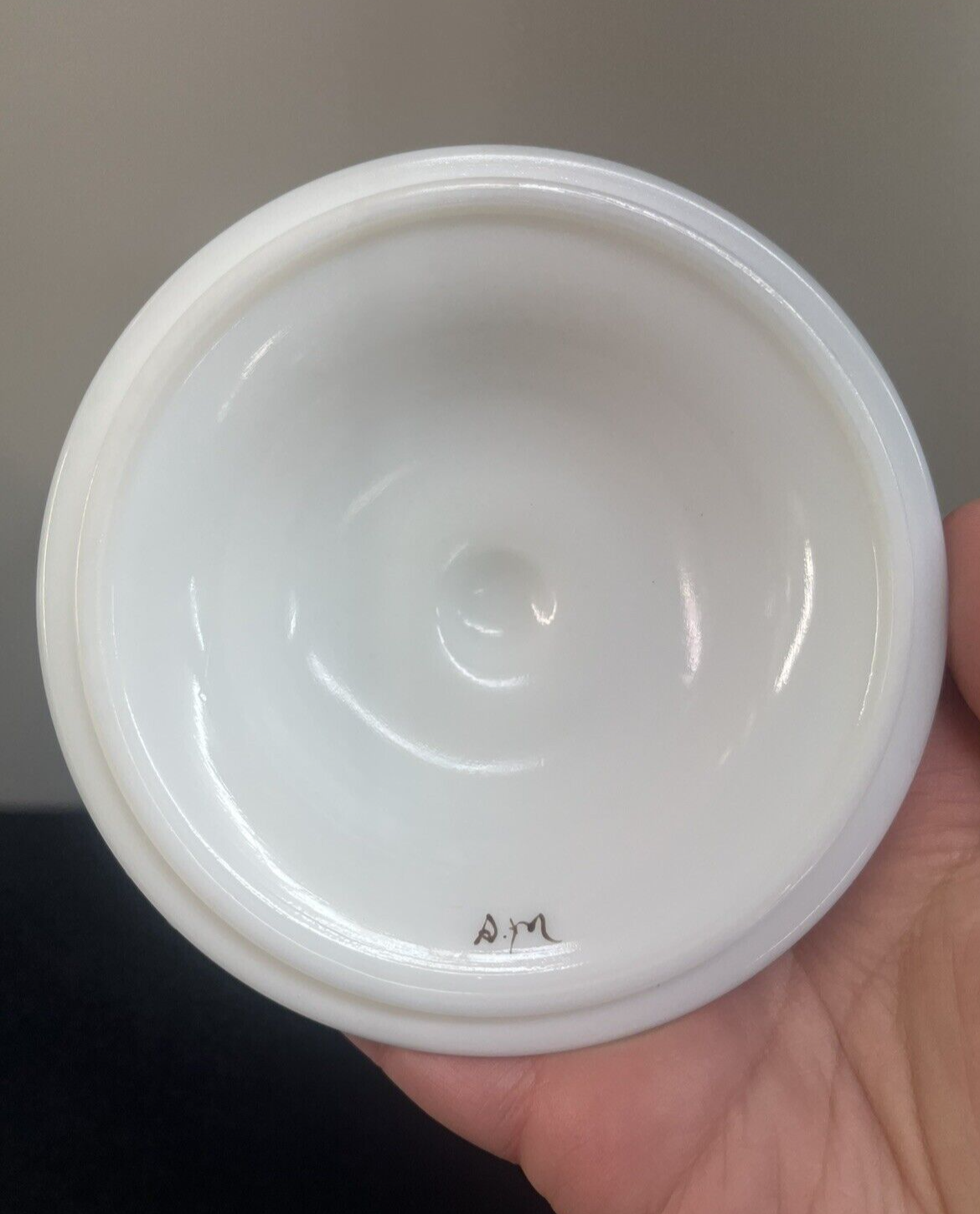 Fenton  Candy Dish "Violets in the Snow"  Milk Glass artist signed A Mullins