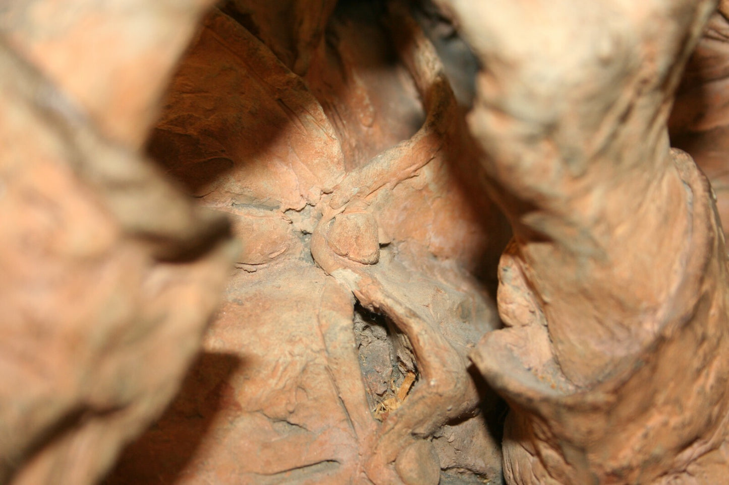 FRENCH TERRACOTTA SCULPTURE OLD HAPPY COUPLE W/ PIPE BUST FIGURES