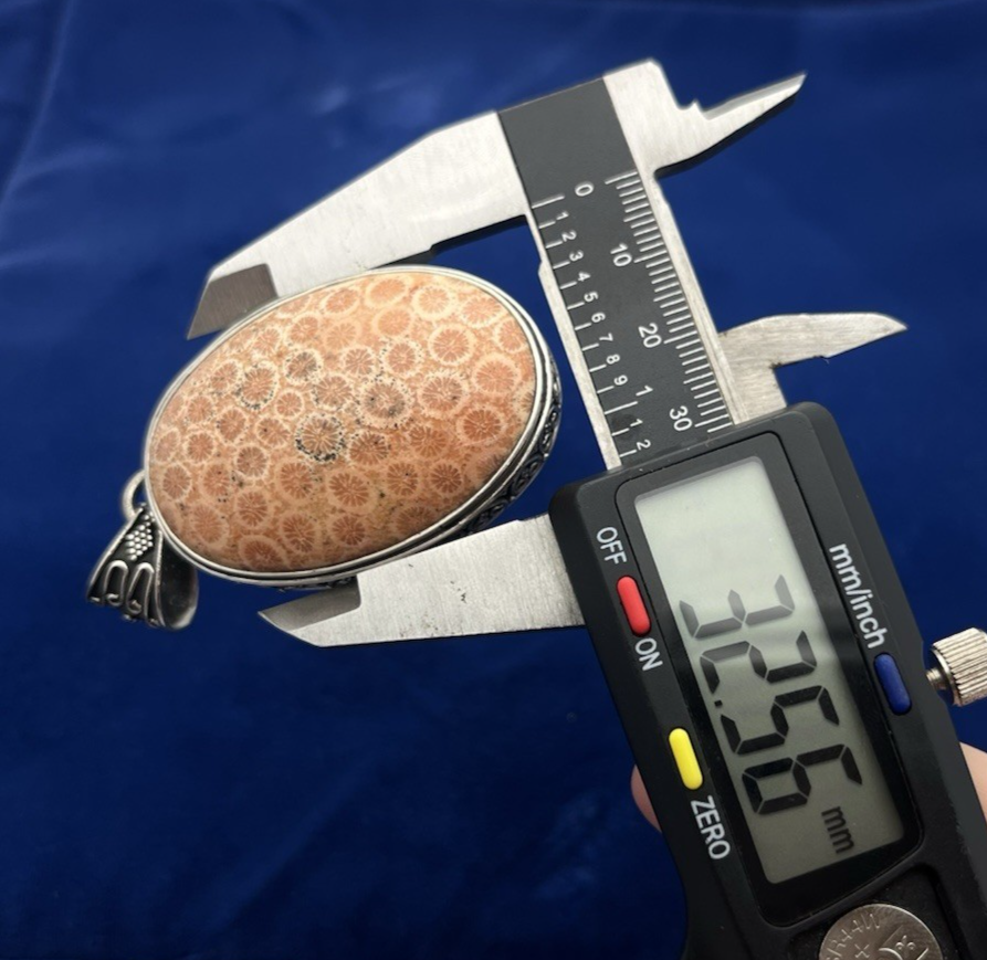 Sterling Silver Fossilized Bali Coral Pendant 30.2g