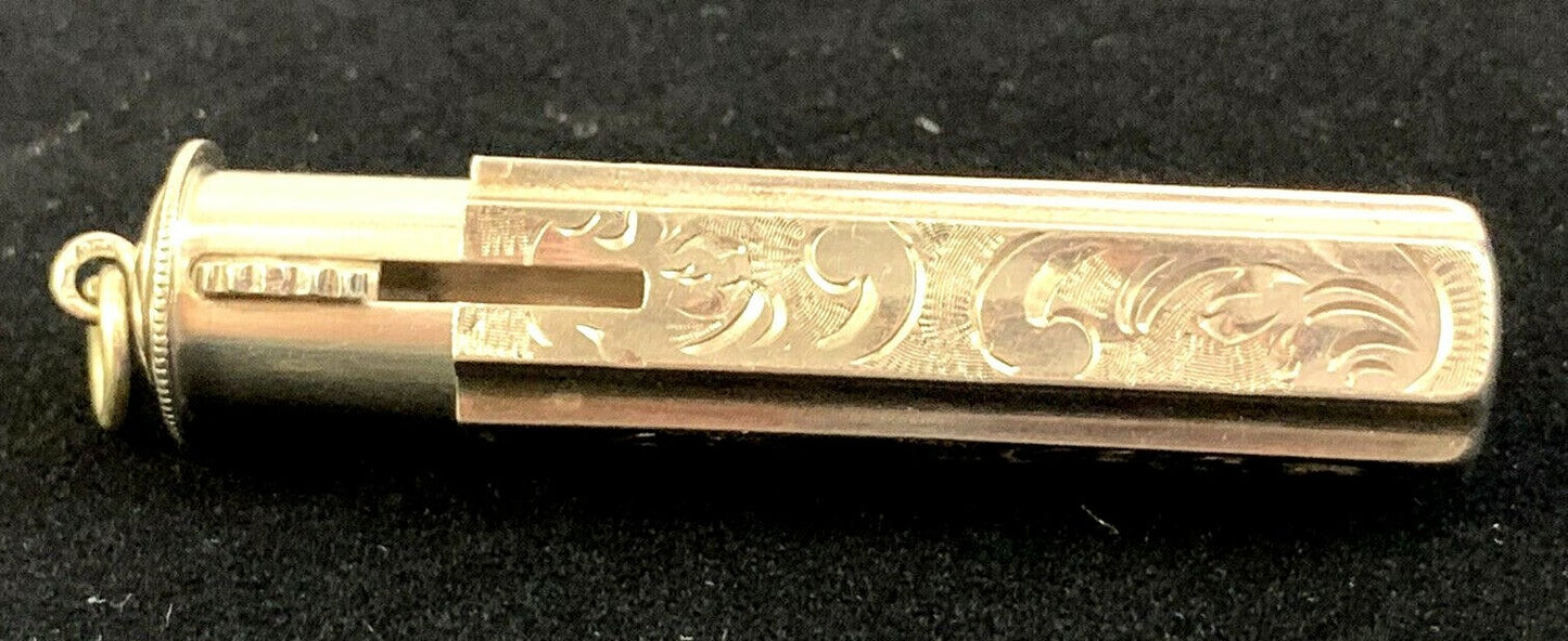 Antique Sterling Silver Lipstick Holder Pendant Chatelaine Edwardian English