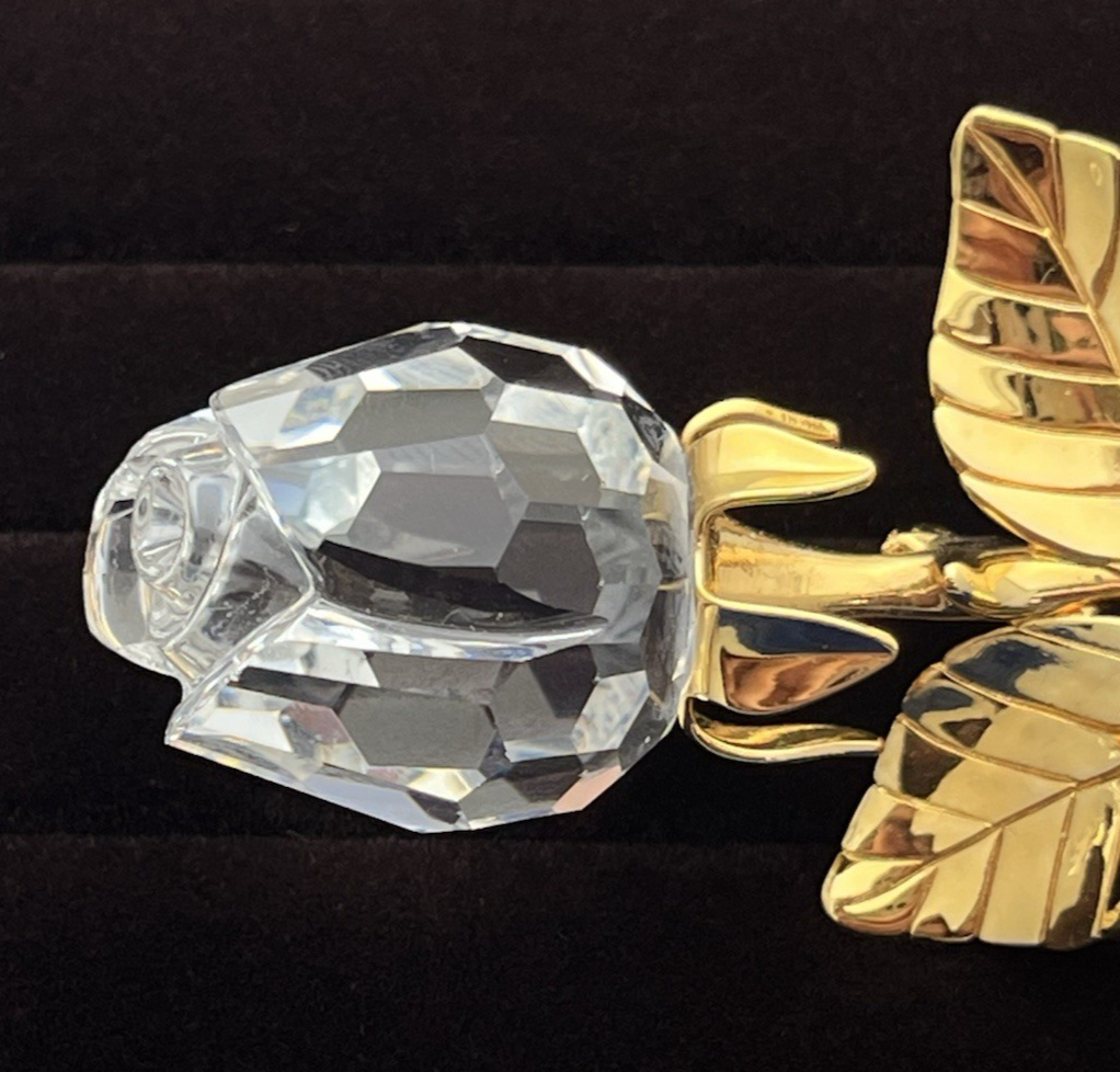 Swarovski Rose Brooch Gold Plated Clear Crystal “Memories Collection” Gorgeous!