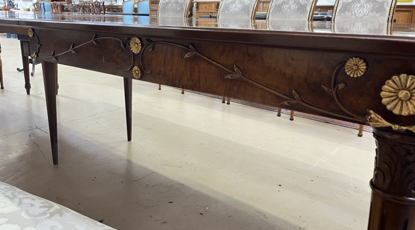 EJ VICTOR NEWPORT REGENCY STYLE TABLE w/ LEAVES 142"-99"