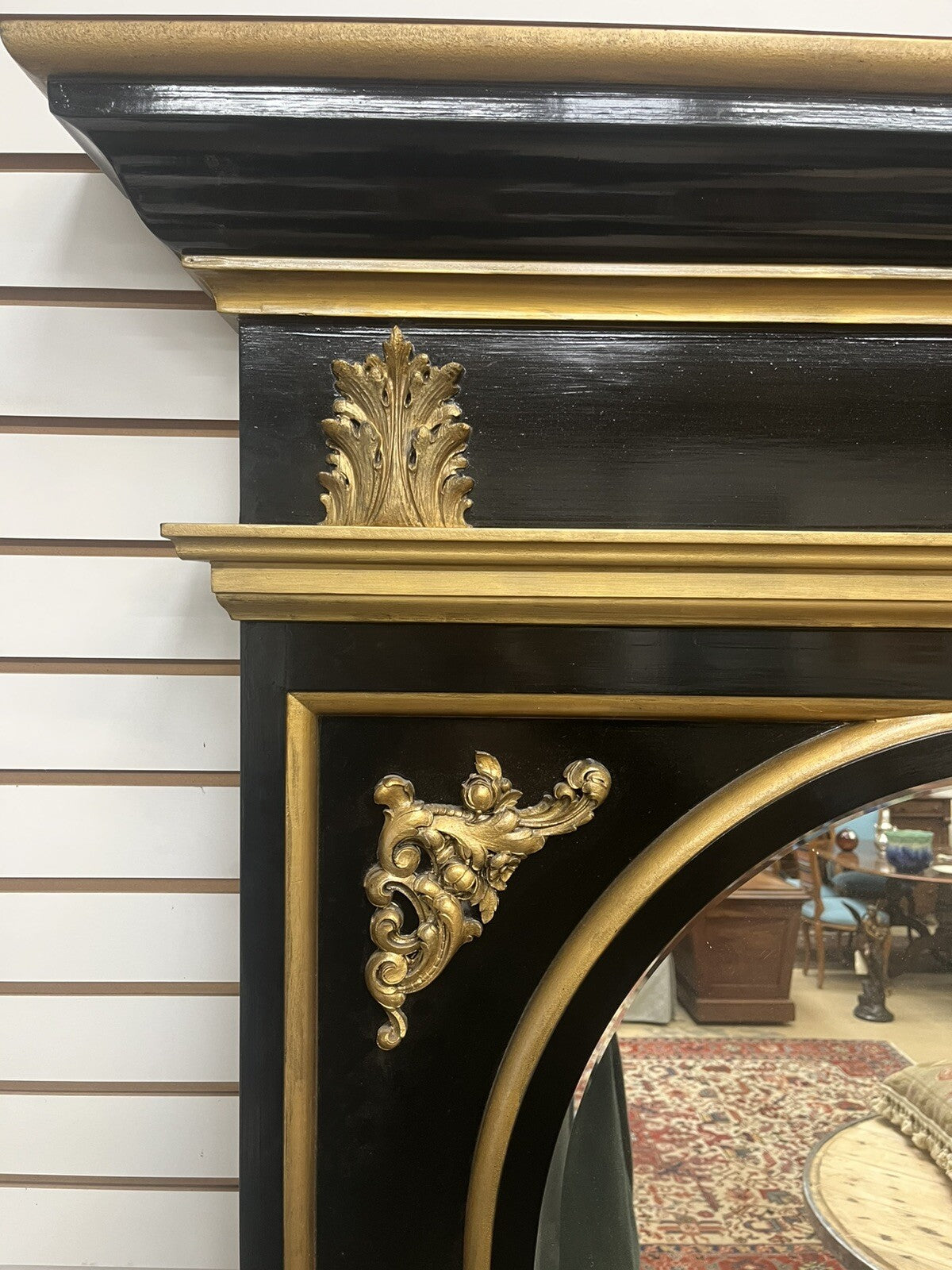 Tall Black & Gold Napoleon III Style Pier Mirror 79.5” Tall FS9