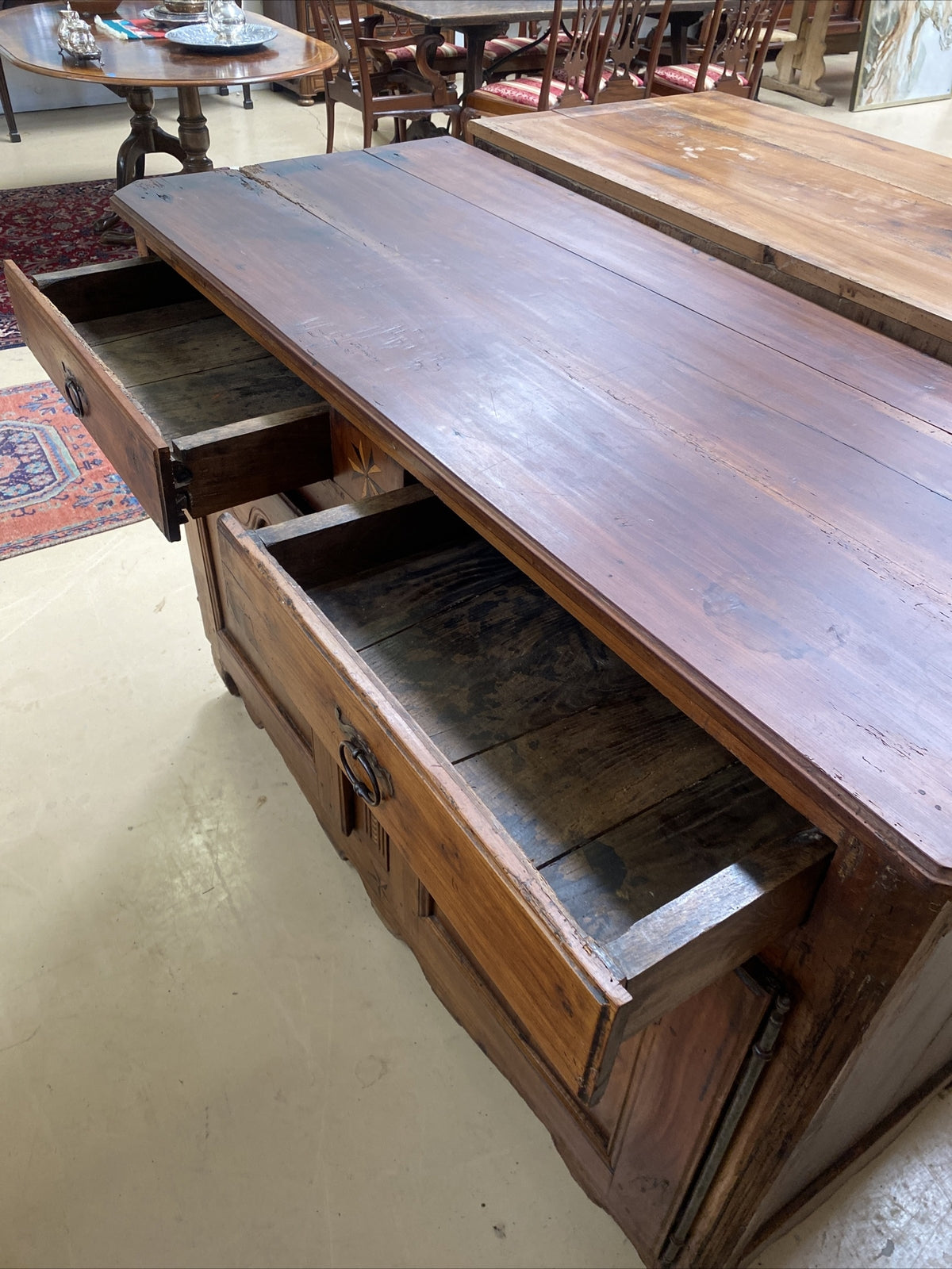 French Provincial Louis XV Inlaid Cherry Chest Commode Sideboard, 19th c. A11