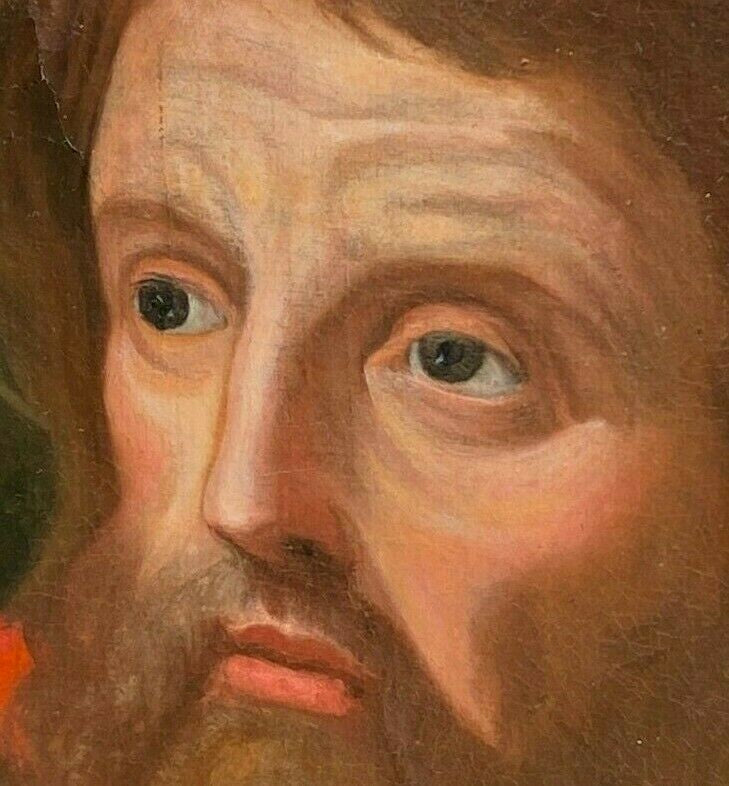 Portrait of Saint St. Paul 19th c. Old Master School Oil on Canvas Painting