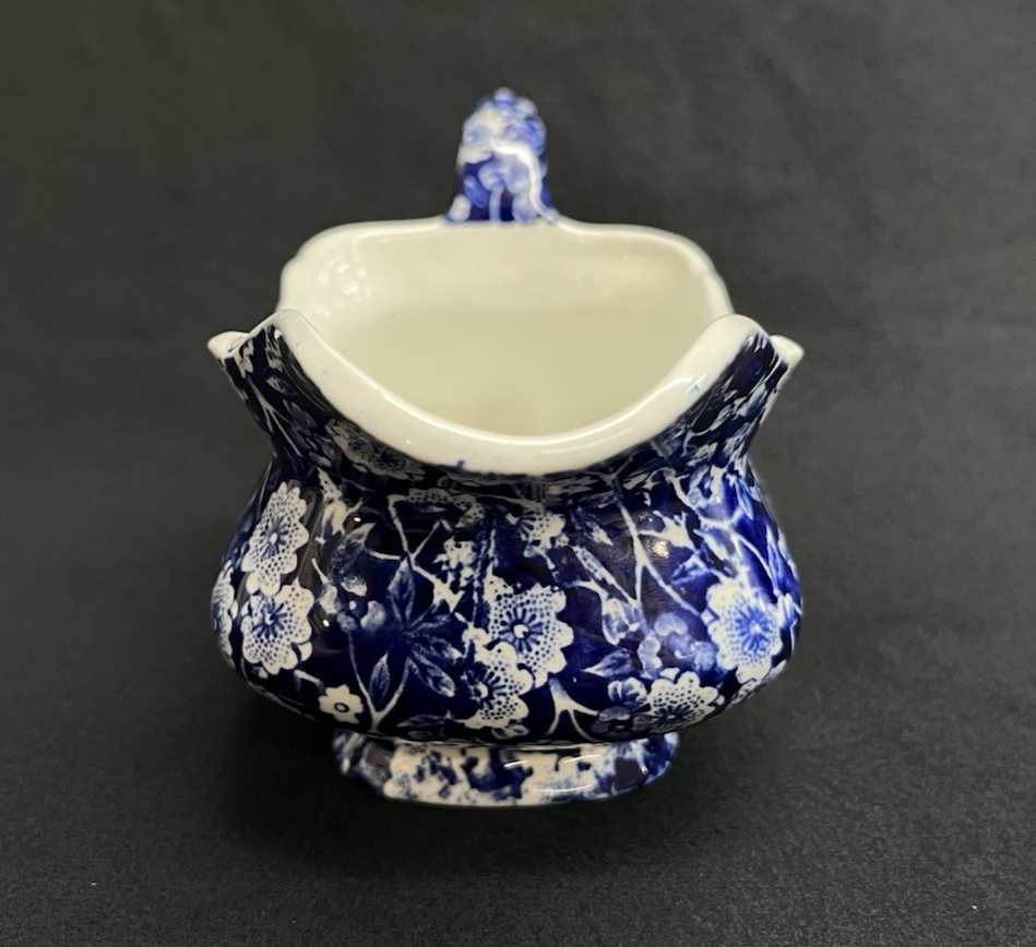Blue Calico Crownford Staffordshire China Gravy Boat 7"