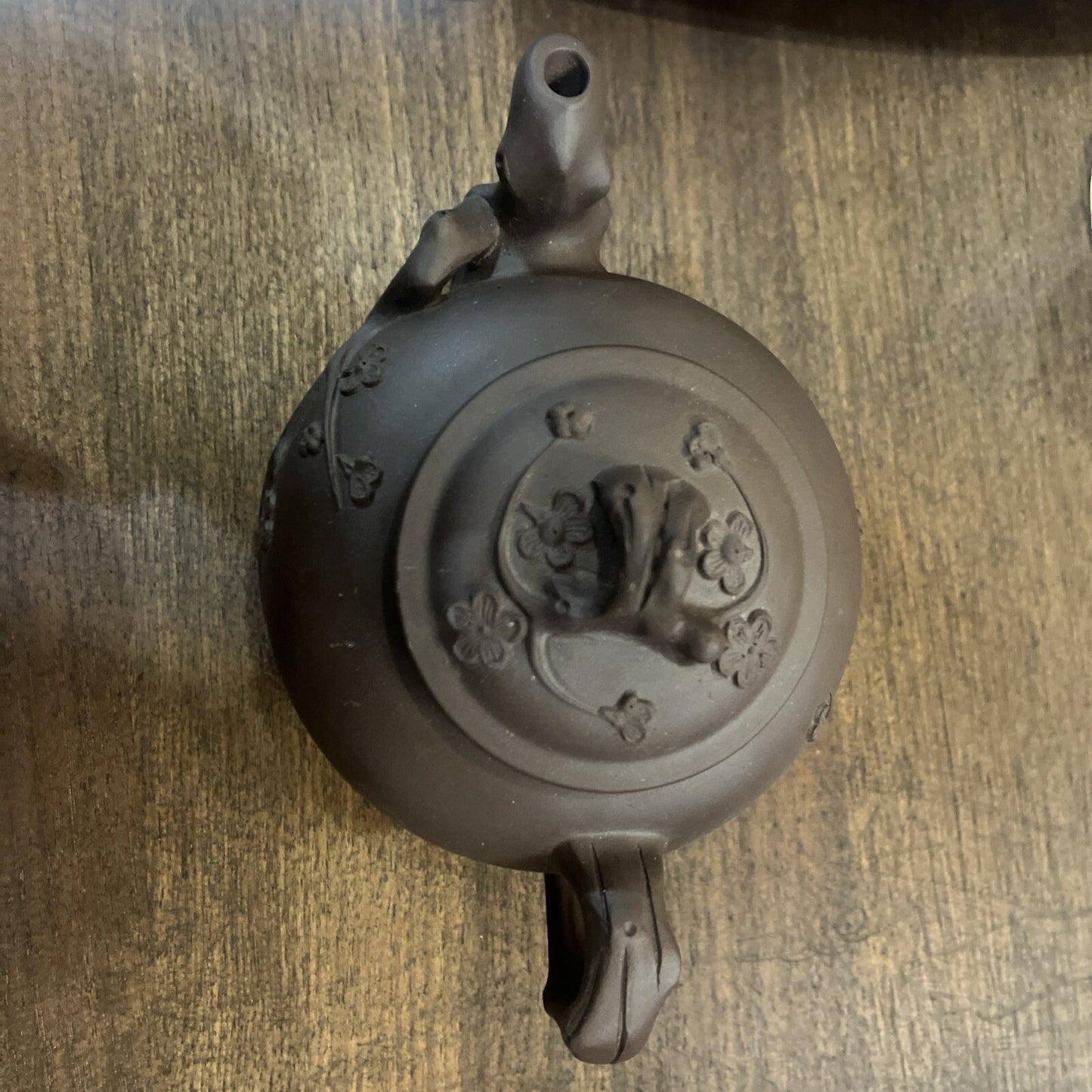 Signed Chinese Yixing Zisha Clay Handmade Longevity Cherry Tree Motif Teapot