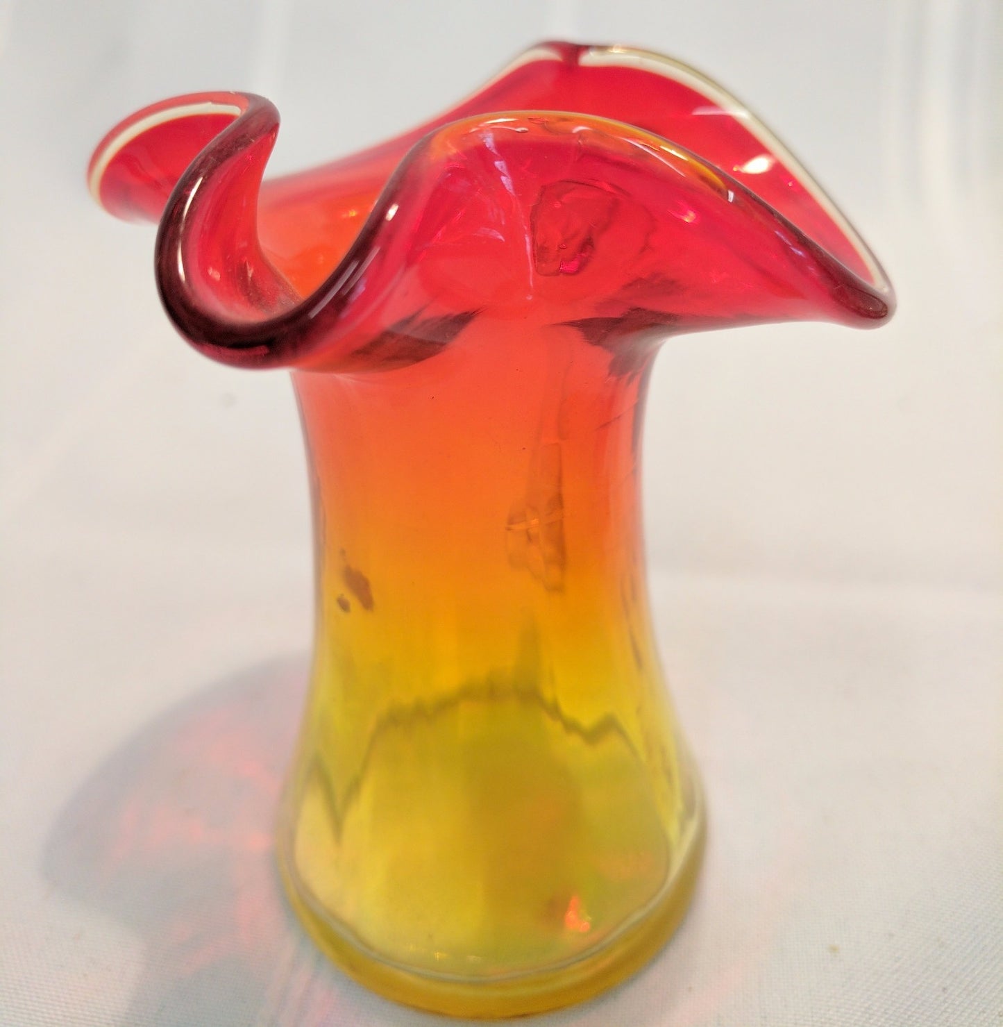 Retro Mid Century Modern Rainbow Art Glass Amberina Pitcher 4.25'' Midcentury