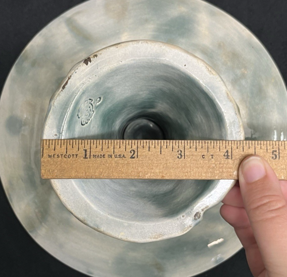 1800s Griffen Smith & Hill Etruscan Majolica Maple Leaf Pedestal Plate 9.5"