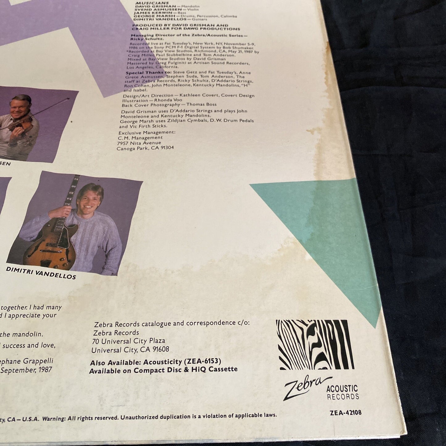 PROMO DAVE GRISMAN QUINTET W/SVEND RASMUSSEN SWINGIN WITH SVEND NM/VG++