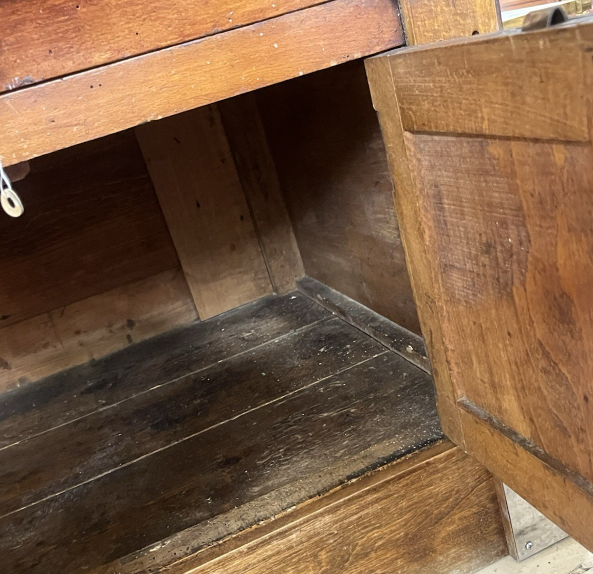 ANTIQUE FRENCH CARVED MIXED WOOD BUTCHER'S BLOCK WORK TABLE ISLAND 61" x 21"