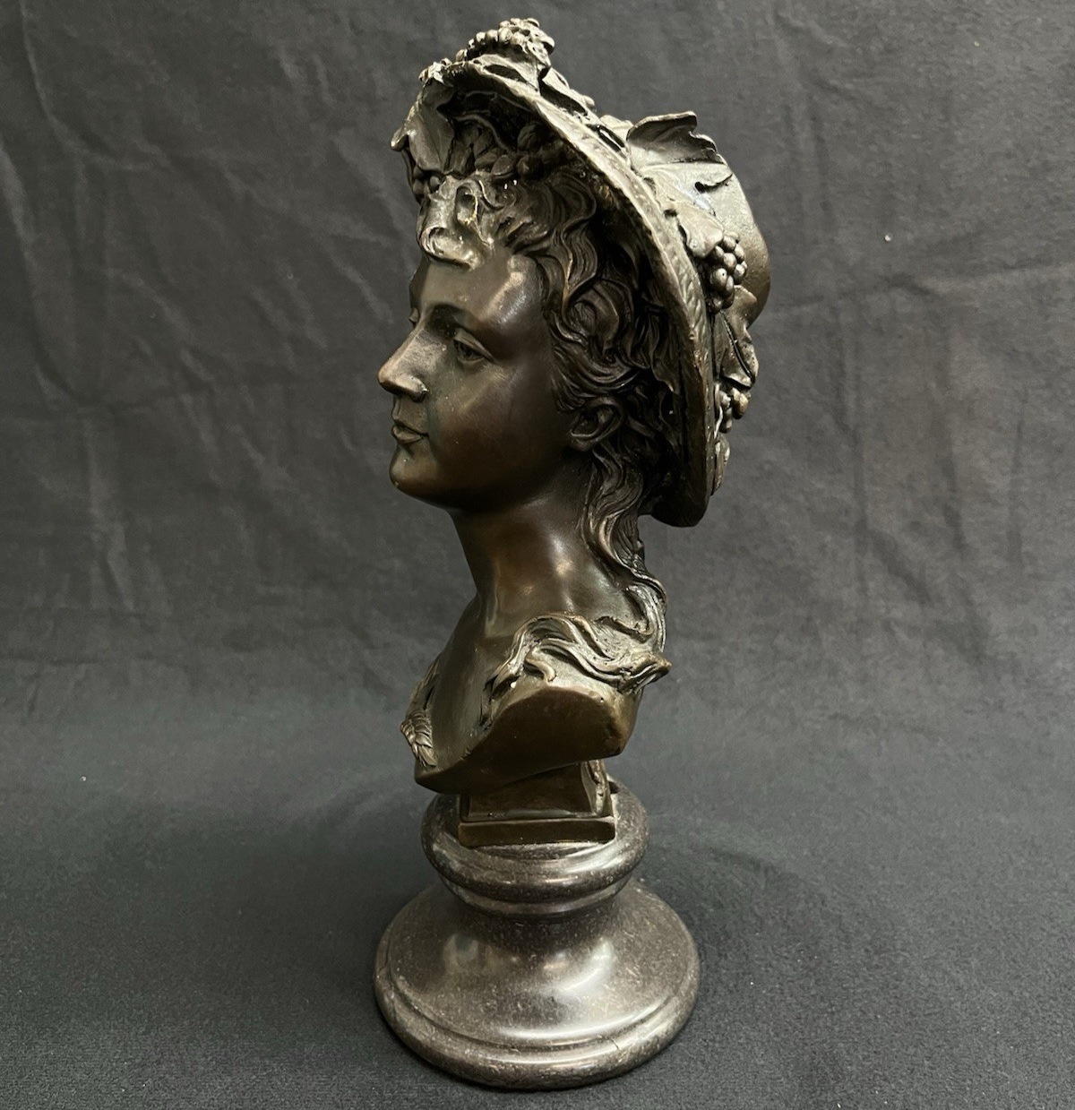 A. Carrier Belleuse European Bronze Bust on Marble Base Victorian Woman