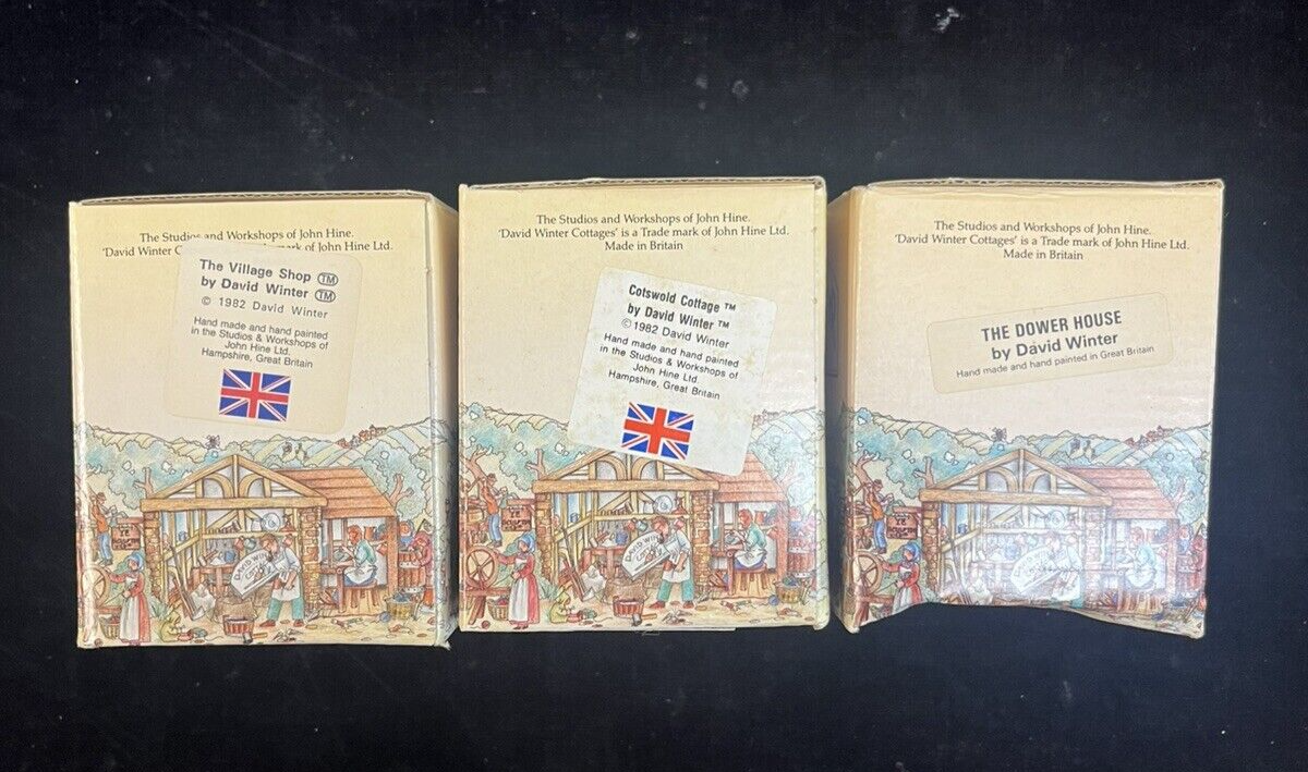 Lot Of 3 David Winter Cottages: Dower House, Village Shop, Cotswold Cottage 1982