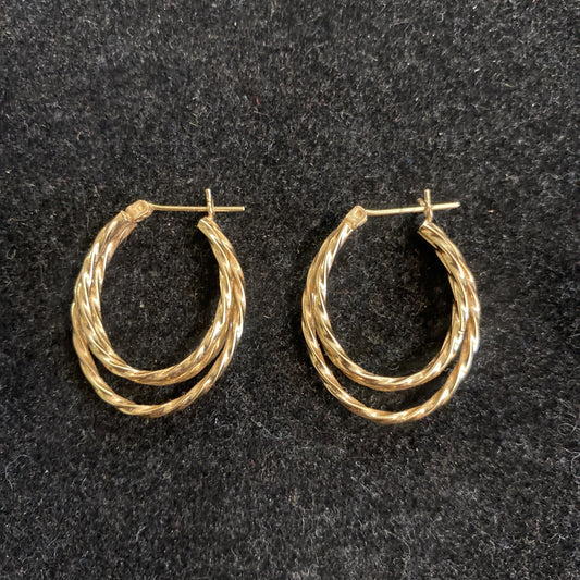 3.1g 14K Yellow Gold Double Hoop Earrings