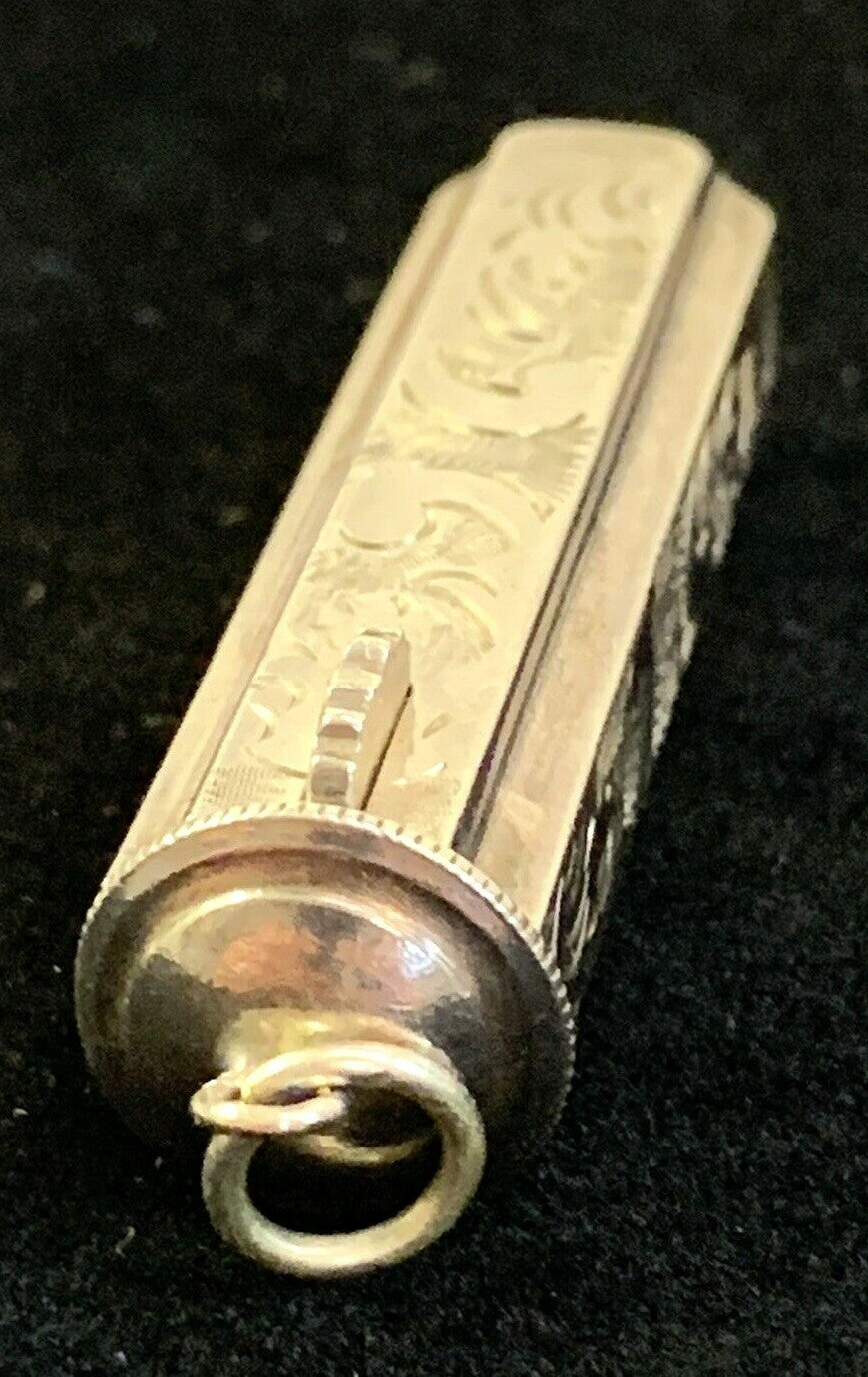 Antique Sterling Silver Lipstick Holder Pendant Chatelaine Edwardian English