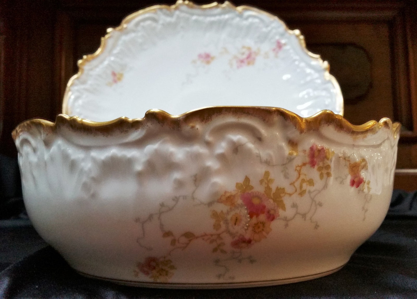 Antique Limoges Elite Serving Salad Pudding Bowl w Under plate 11.5" Rd Platter