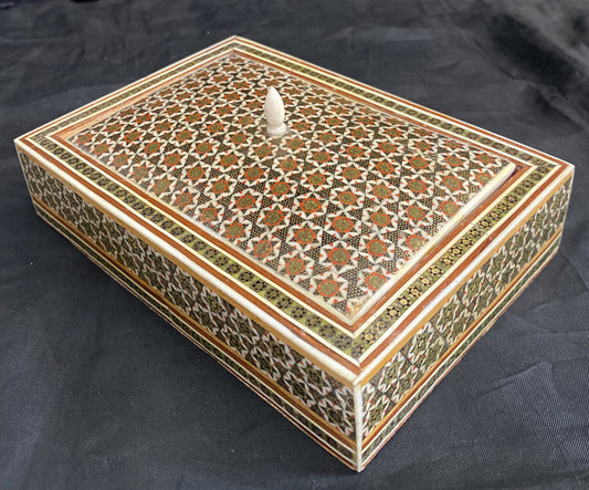 Vintage Wooden Inlaid MosaicTrinket Box BH131