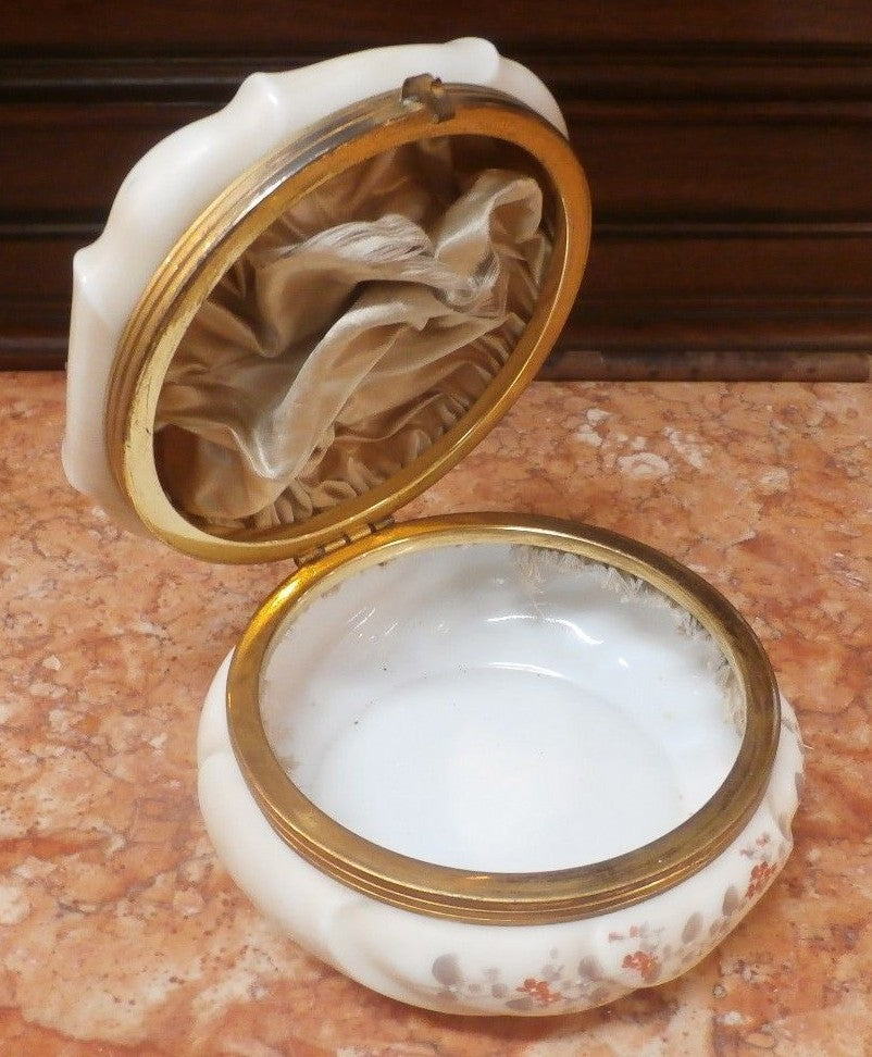 19th c Wave Crest Jewel Casket CF Monroe Conn Helmschmid Swirl 7" Hand Painted