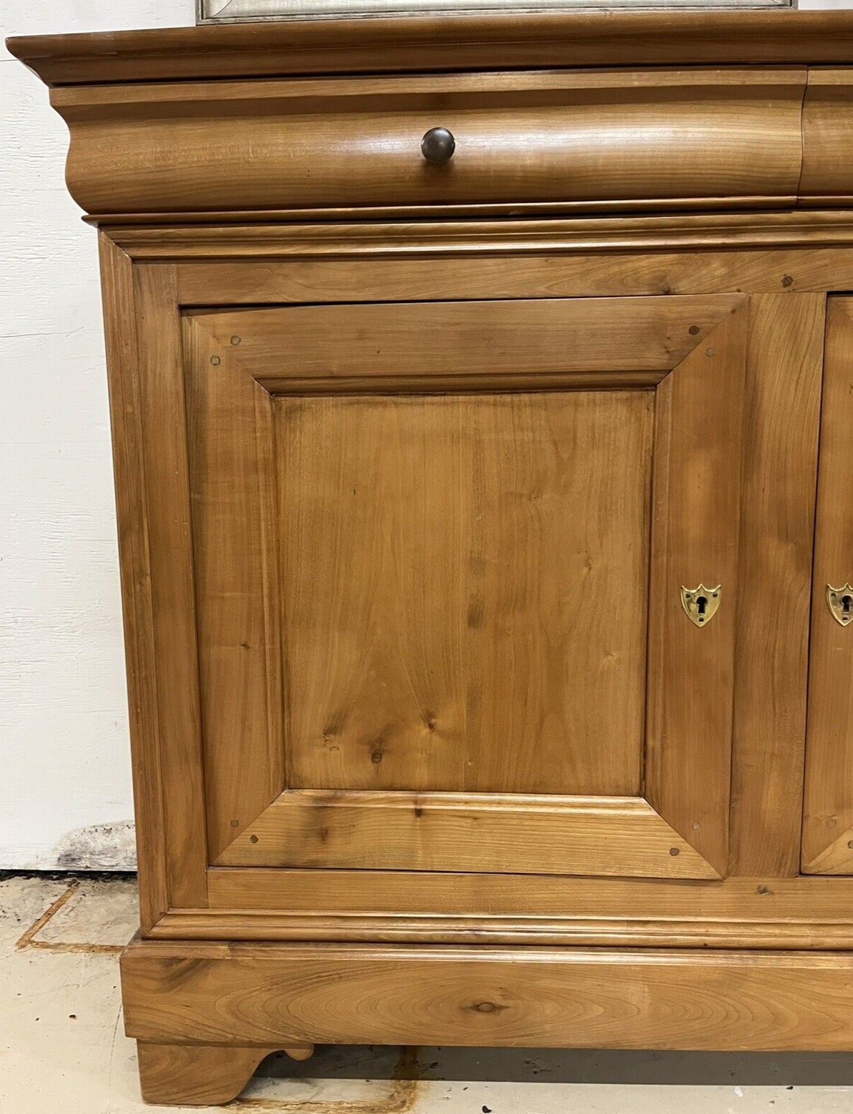 French Louis Philippe Blonde Three Door Sideboard Buffet Server Enfilade 78"W