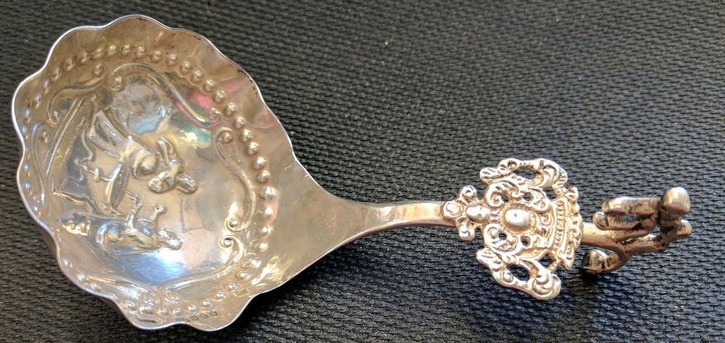 1892 Sterling Tea Caddy Spoon Dutch S B Landeck London Repousse Hallmarked