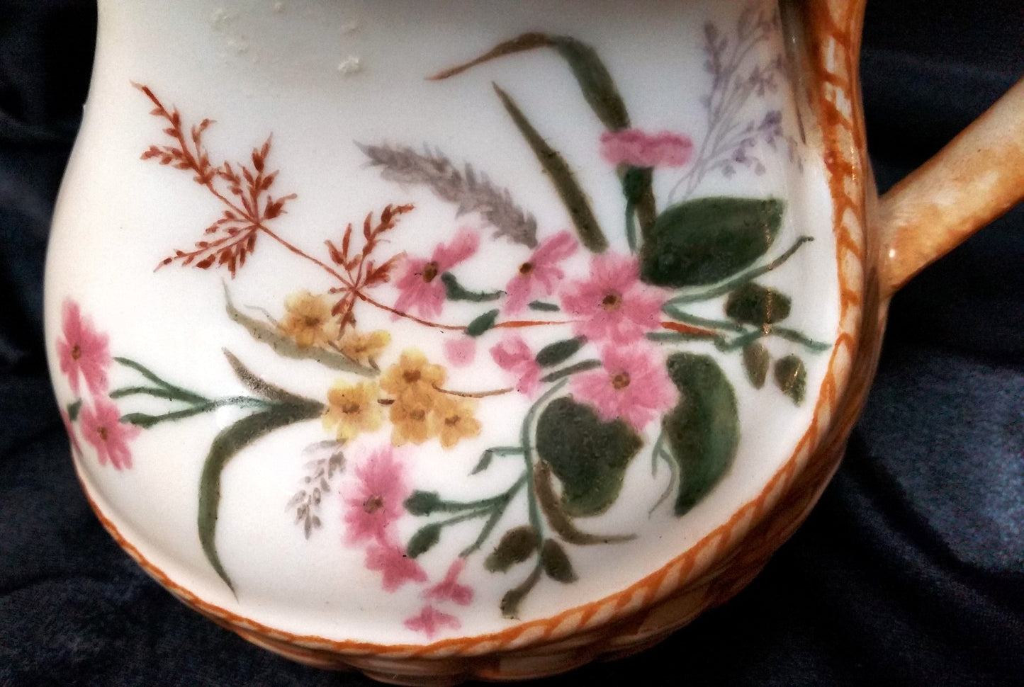 1884 Haviland Limoges Basket Weave Creamer Osier Blank Floral H3427 Gold Trim