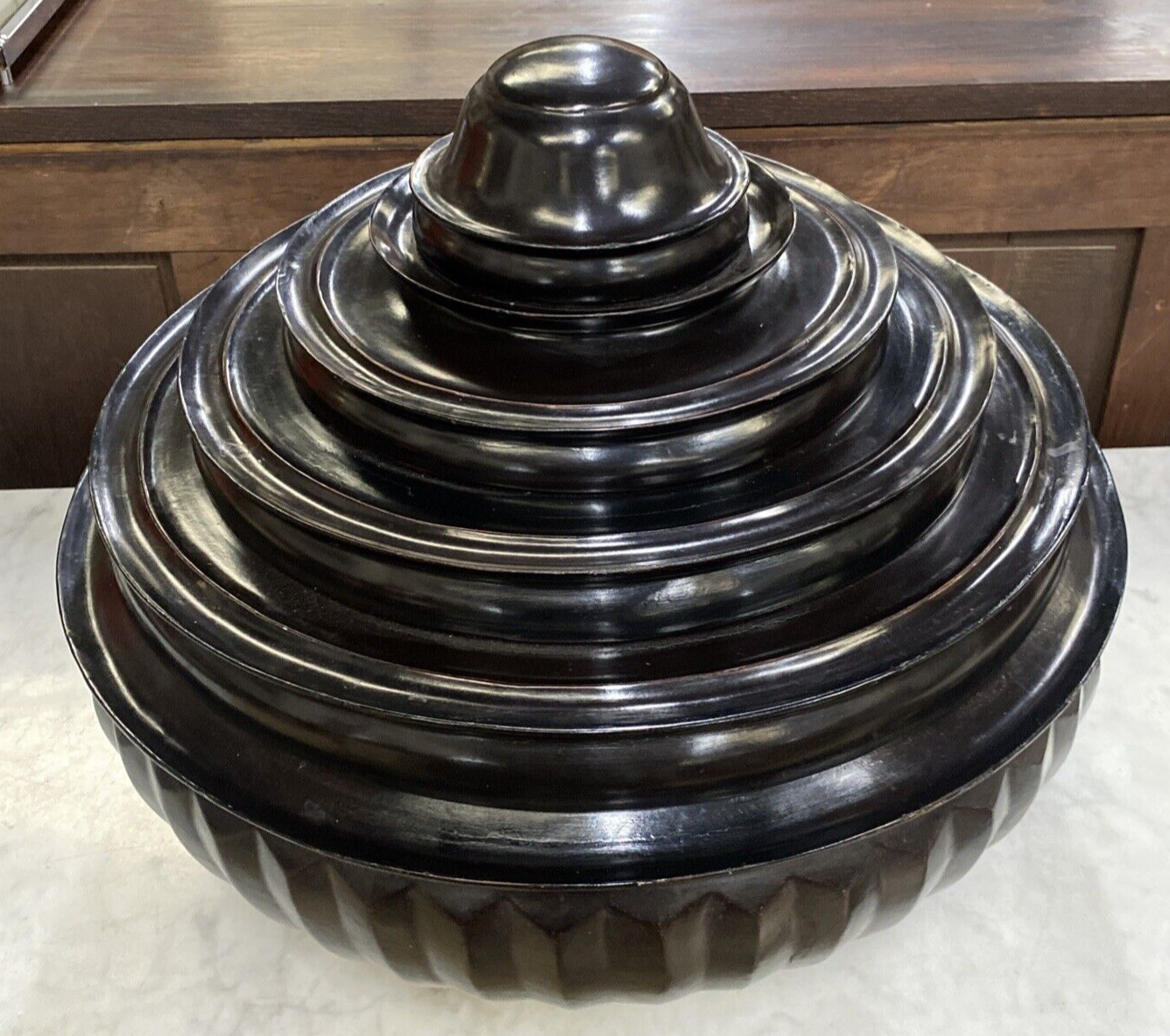 Black Burmese 6 Part Sectional Offering Temple Jar Trays Hsun Kwet BH13