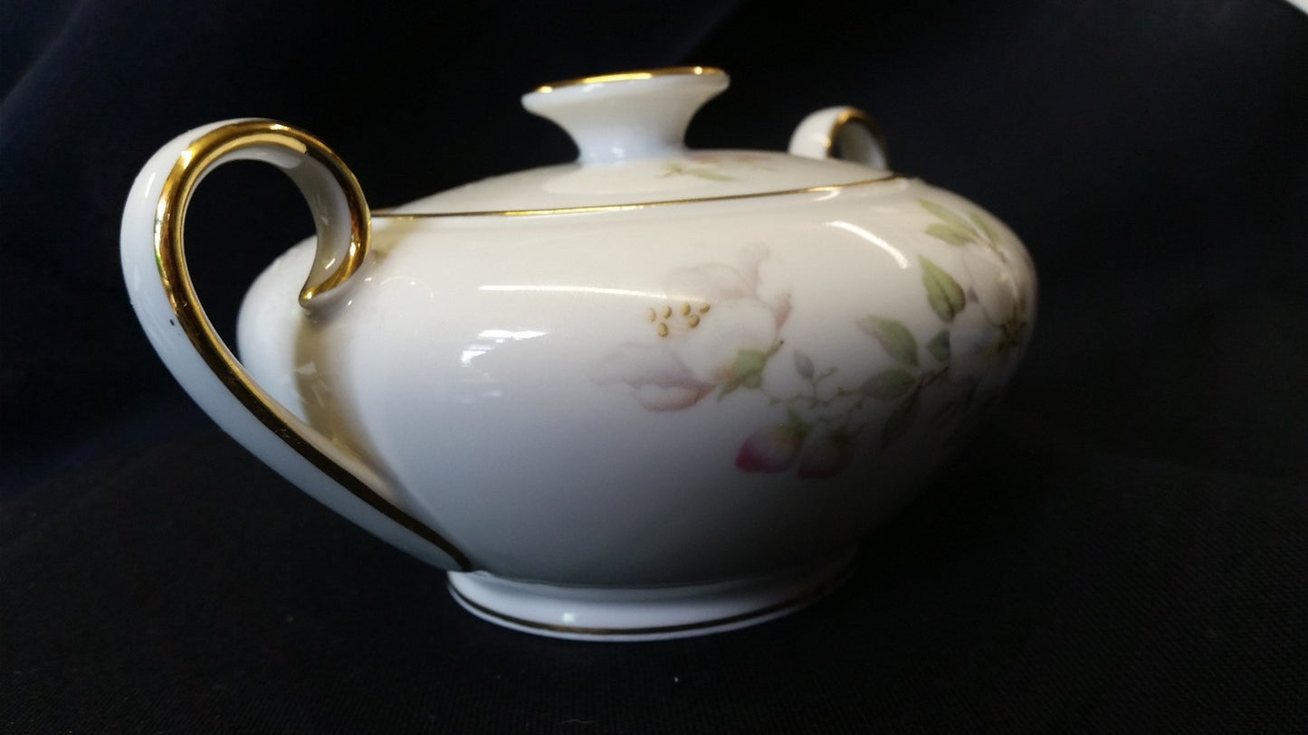 TIRSCHENREUTH china APPLE BLOSSOM 246 white SUGAR BOWL with LID 2-1/2"
