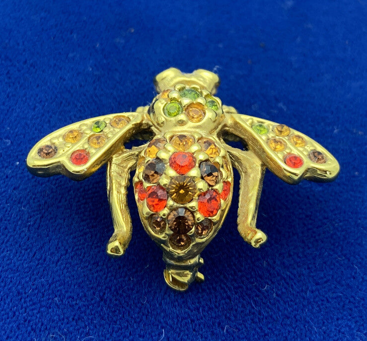 Joan Rivers  swarovski   crystal pave  bee pin brooch  1 1/4  inches