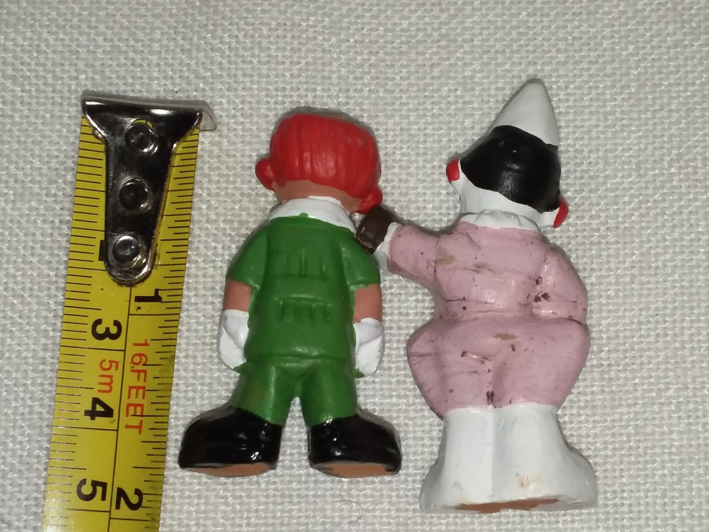 2 Spanish Mud People Terracotta Miniature Figure Clowns 2''