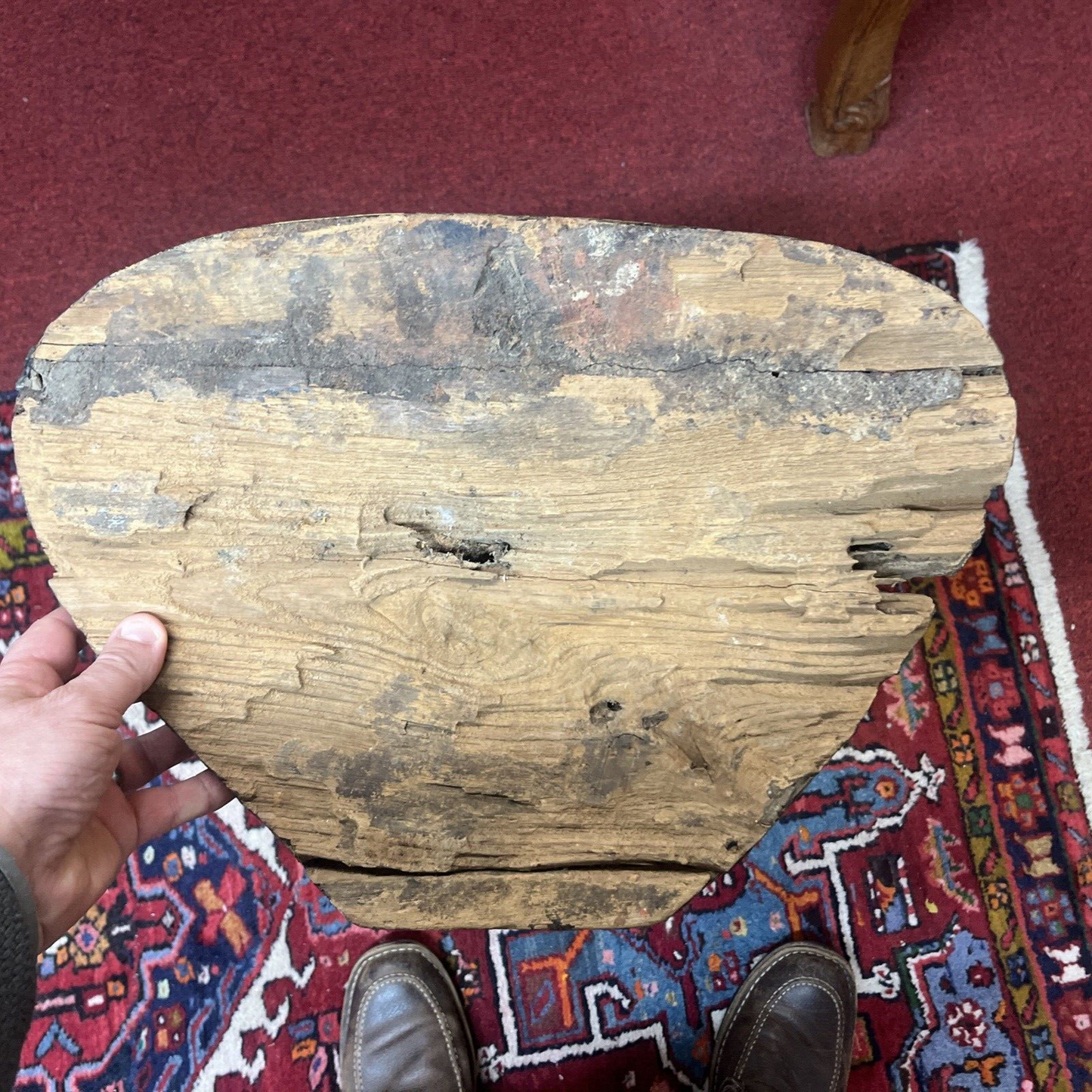 Thai Gilt Wood Seated Buddha Statue w/ Leather & Jewel Adornment