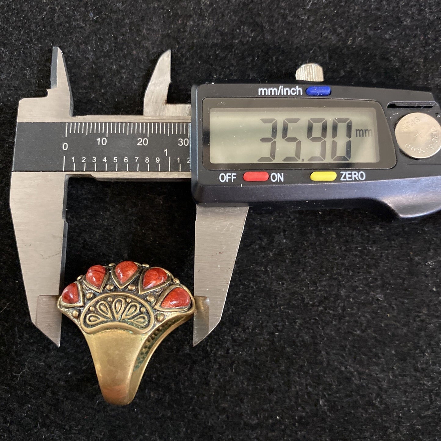 Barse Thailand Bronze Coral Statement Ring Sz. 7.75 With 10 Stones