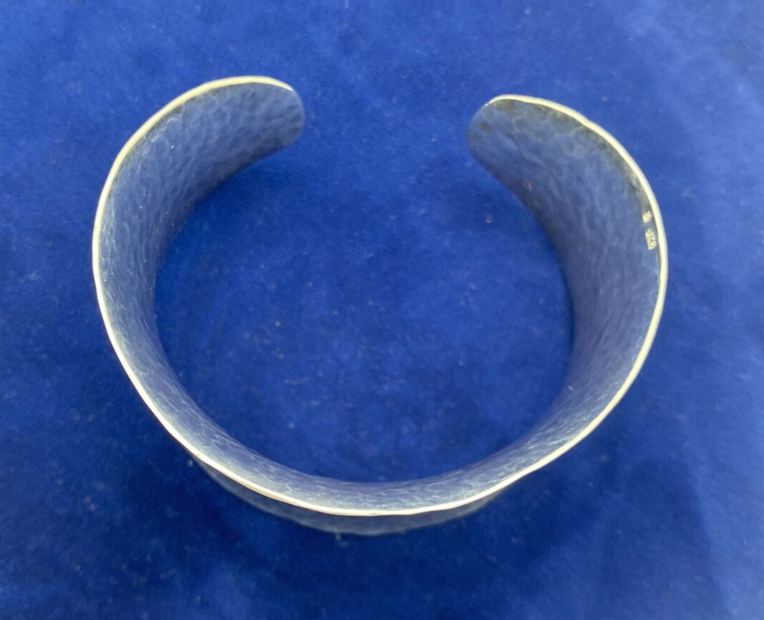 Vintage Sterling Silver Hammered Cuff Bracelet Marked 925