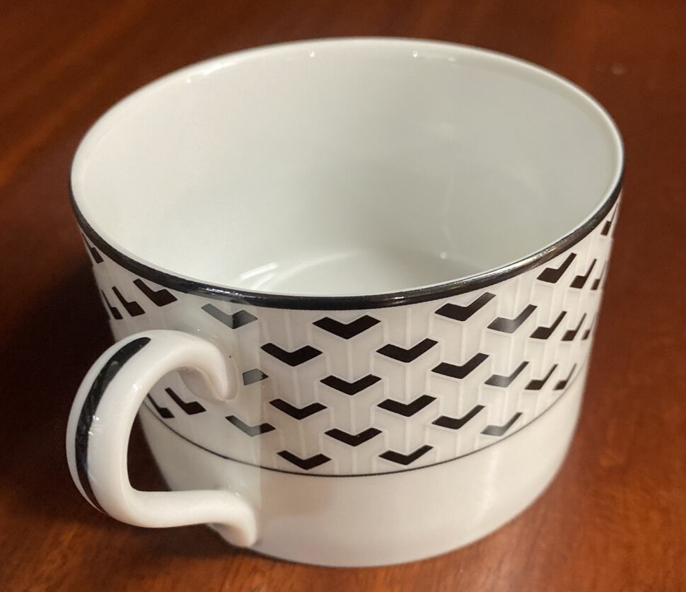 8 pcs Tiffany & Co. Gotham  Black & White Dinner Plate  Coffee Tea Cup