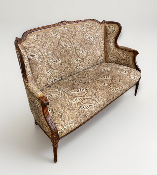 Antique French Walnut Louis XVI Settee Sofa Couch Love seat