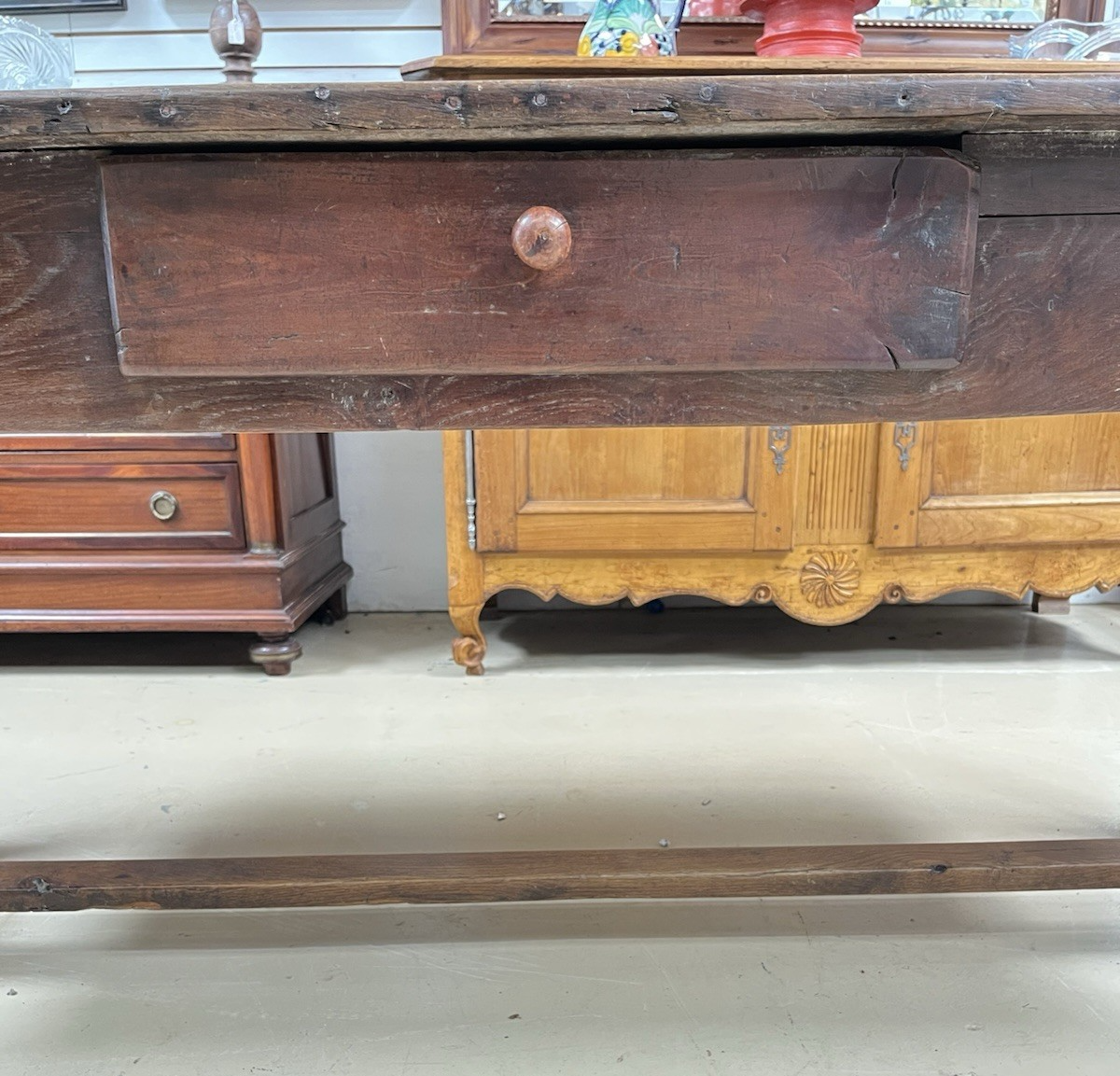 ANTIQUE FRENCH PROVINCIAL OAK RUSTIC FARMHOUSE SOFA DINING WORK TABLE