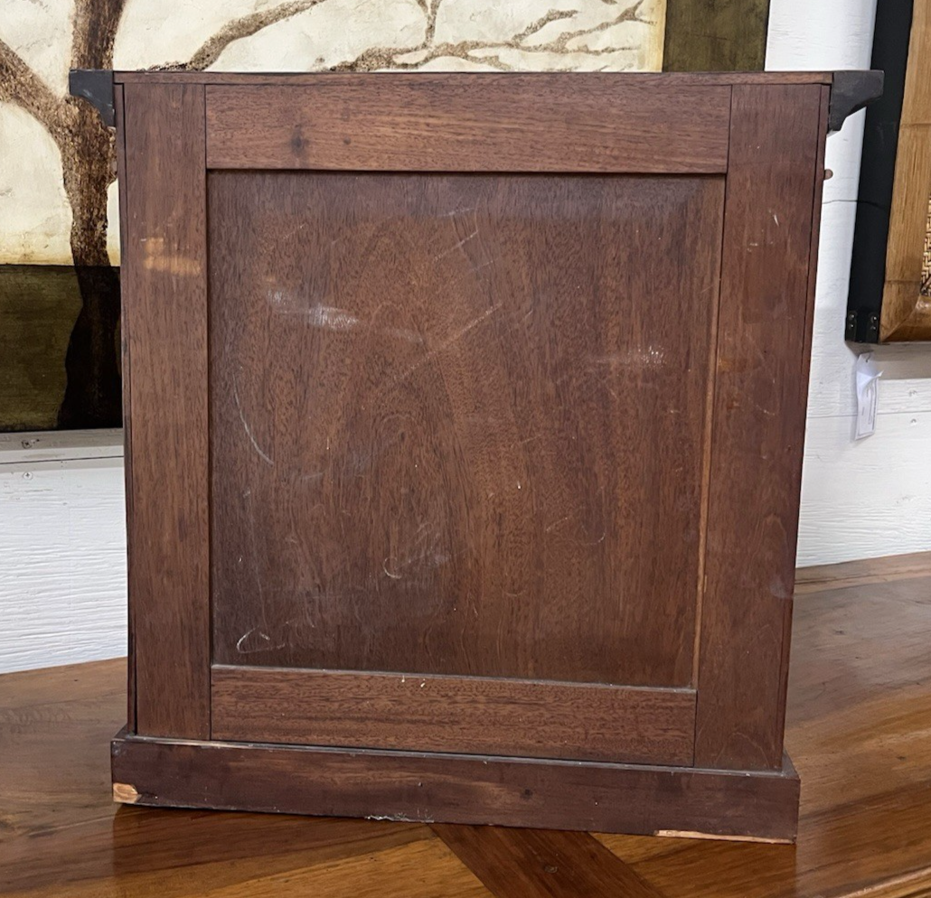 ENGLISH MAHOGANY TABLETOP COLLECTOR'S CABINET 20 5/8" TALL