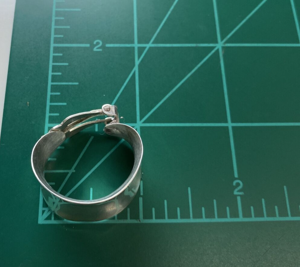 Vintage Sterling Silver Wide Half Hoop Clip On Earrings Marked 925