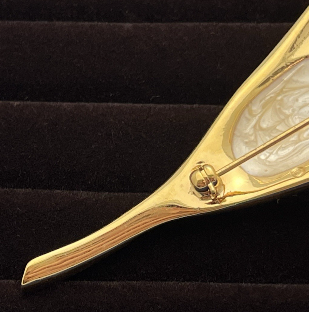 Signed SWAROVSKI Crystal Calla Lily Pin/Brooch 22kt Gold Plated Excellent Cond