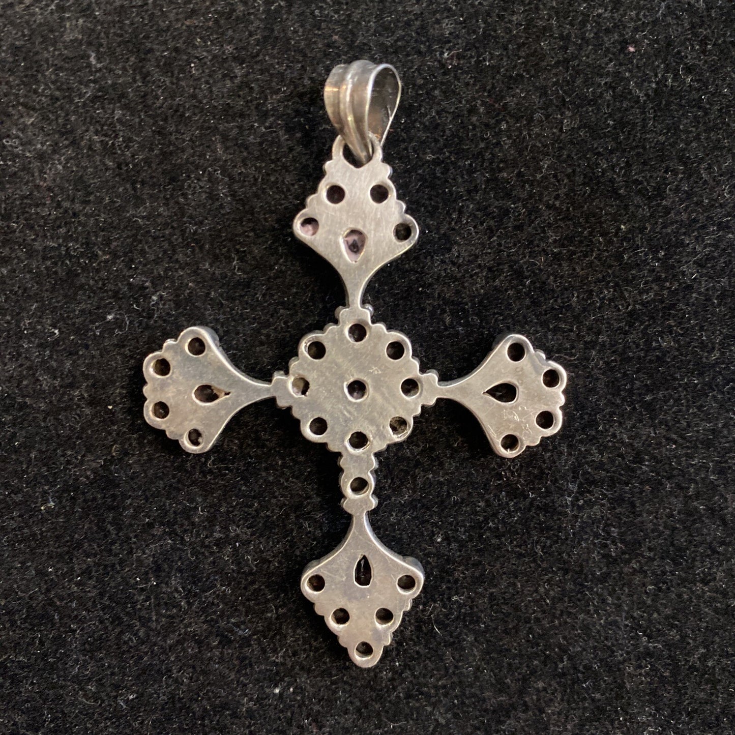 Sterling Silver 925 Garnet Stone Cross Pendant 20g