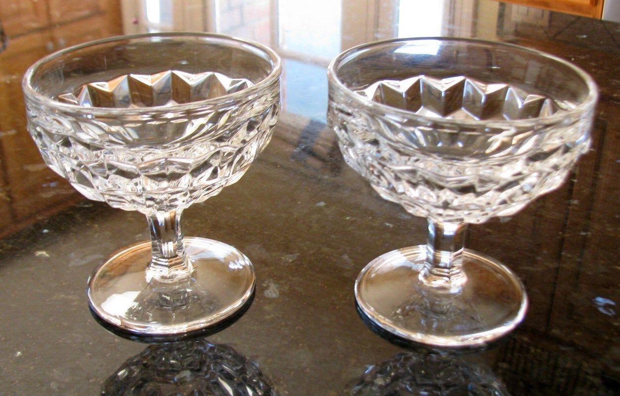 Set of 5 Fostoria American Crystal Pr Low Sherbets  5 oz Glasses H 3 1/2"
